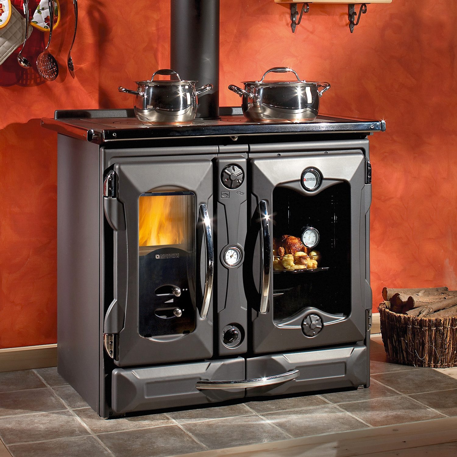 La Nordica Kaminofen La Nordica Termosuprema Compact DSA, Wasserführender Küchenofen, Nero, 18.5 kW, Küchenofen wassergeführt