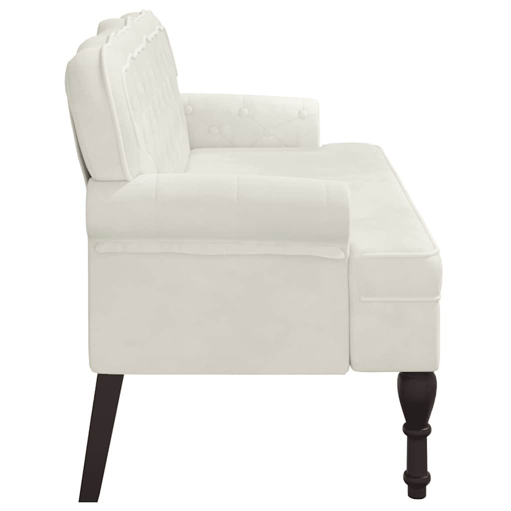 vidaXL Sitzbank Sitzbank mit Rückenlehne Creme 119,5x64,5x75 cm Samt – Bild 4 von 5