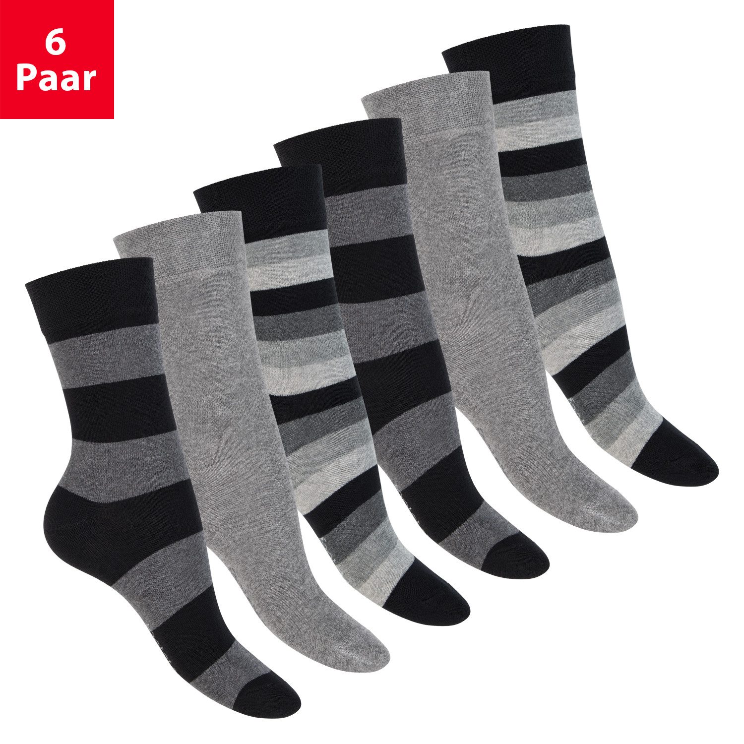 Footstar Socken Damen & Herren Ringel Socken (6 Paar)