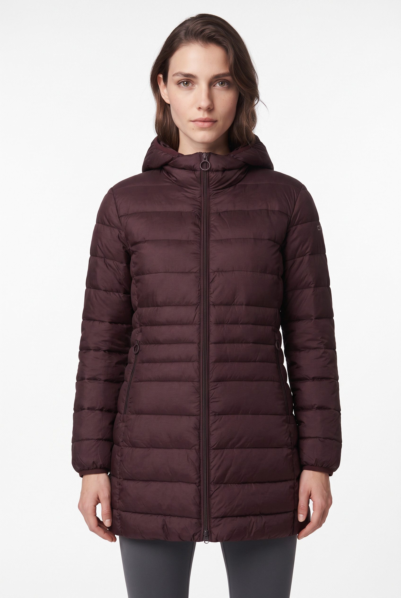 CMP Steppmantel WOMAN PARKA ZIP HOOD mit abnehmbarer Kapuze, sportlicher Stil, aus Nylon und Polyester