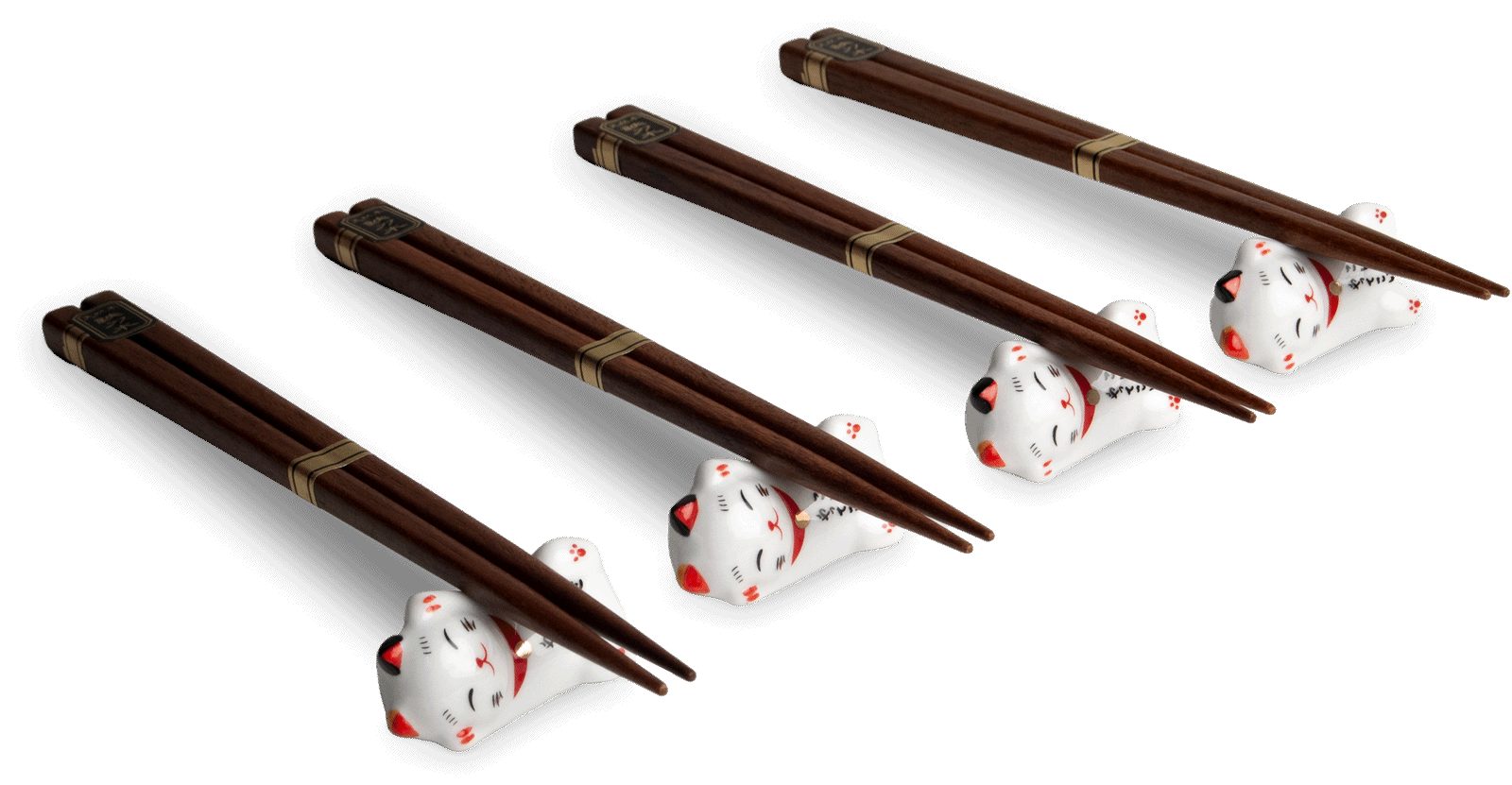 Essstäbchen Essstäbchen Set Japan, 4 Paar Holz-Essstäbchen mit Keramik-Ablagen