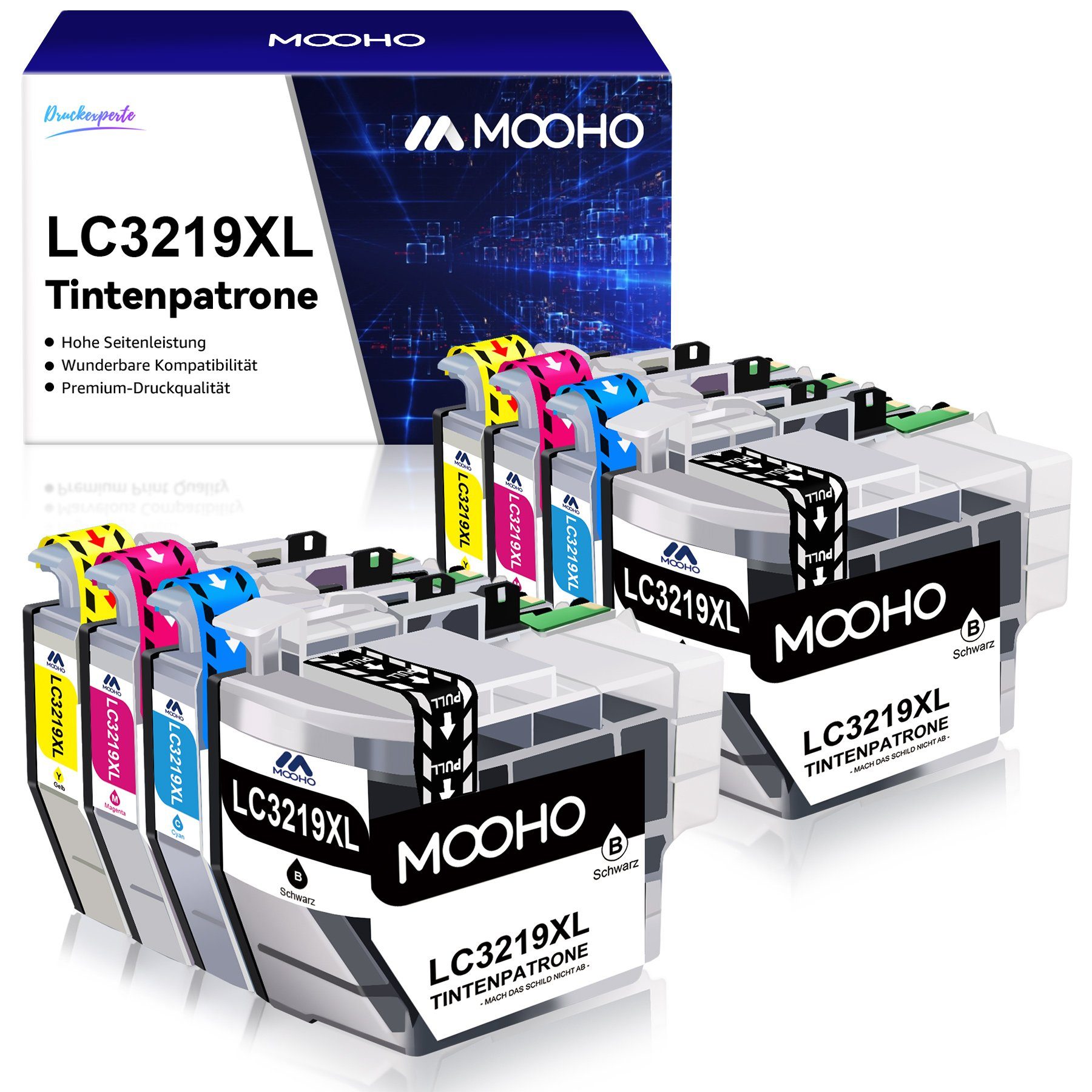 MOOHO LC 3219 XLErsatz für LC3219 XL LC3217 XL Tintenpatrone (MFC-J5330DW J5335DW J5730DW) 1x Schwarz, 1x Cyan, 1x Magenta, 1x Gelb-2x Schwarz, 2x Cyan, 2x Magenta, 2x Gelb