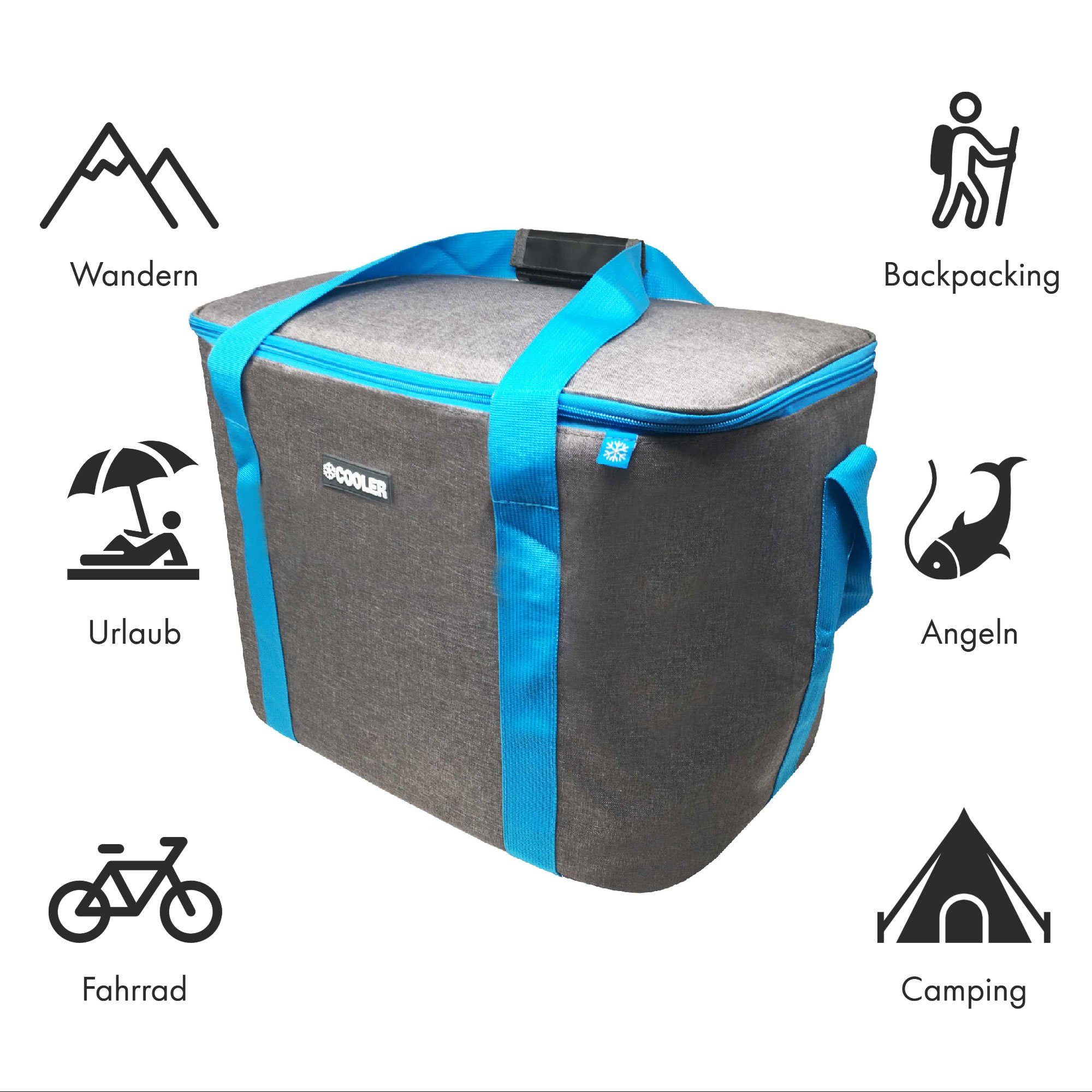 ToCi Kühltasche 36 Liter große Kühltasche Kühlbox Thermotasche Camping Dunkel-Grau – Bild 5 von 5