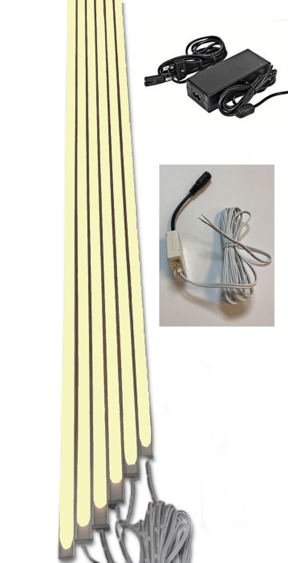 XENON LED Außen-Wandleuchte 2236 LED ALU Leuchte f. Paneele 18mm Abstand 6x50cm Netzteile WarmWeiß, Xenon / Warm Weiß