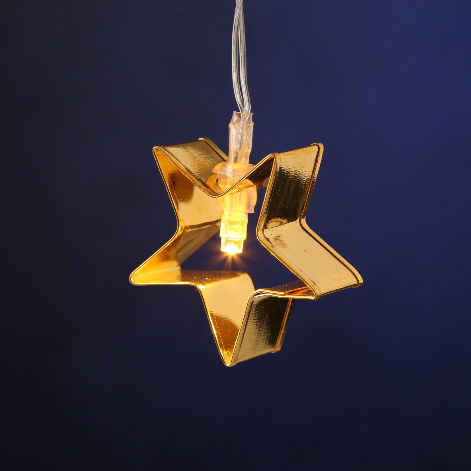 MARELIDA LED-Lichterkette Backformen goldene 8-flammig Backförmchen Plätzchen, Sterne Weihnachten