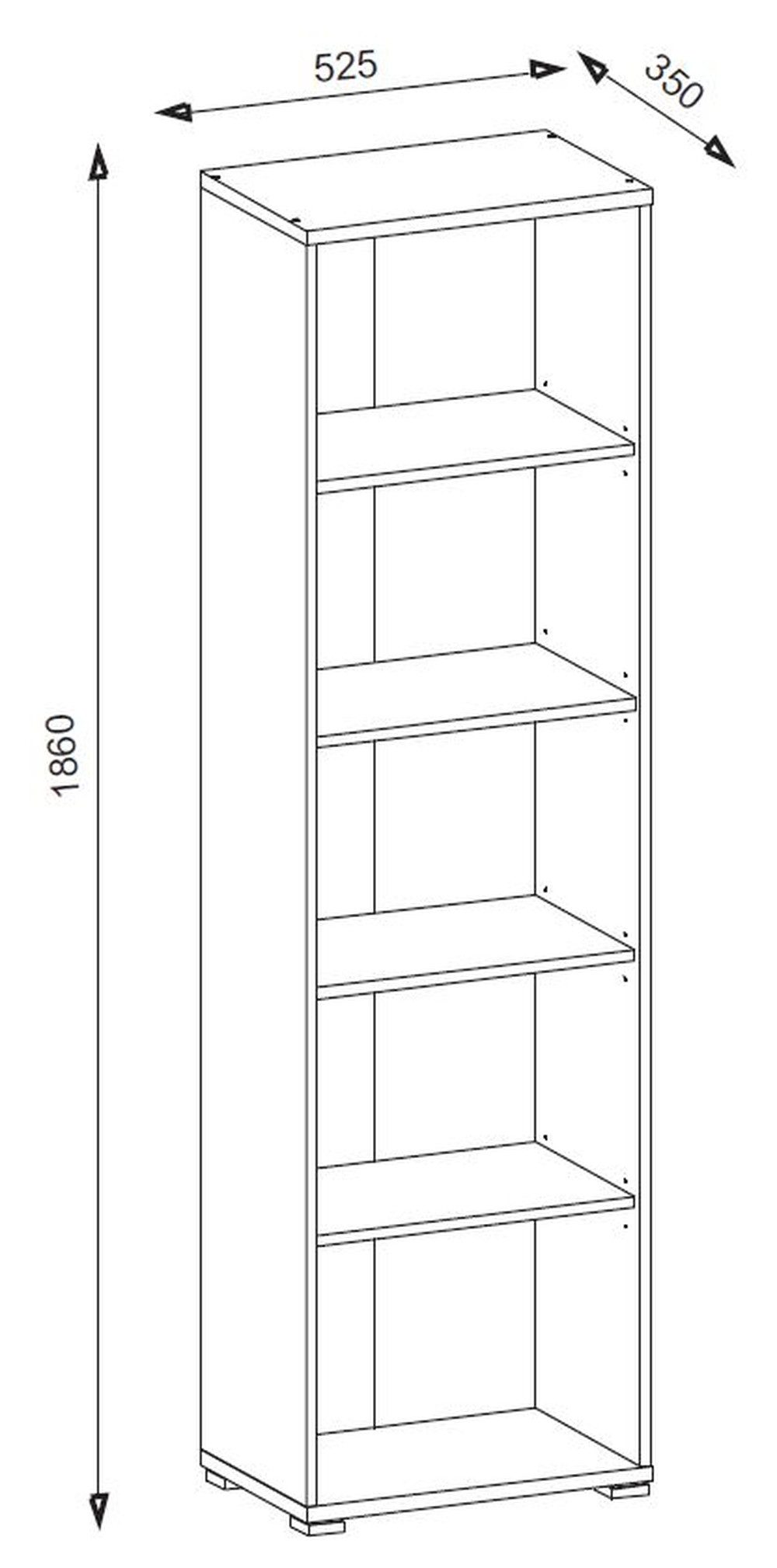 Bega Consult Aktenregal in Sonoma/Eiche mit 5 Fächern und 4 Einlegeböden, BxHxT: 52,5x186x35 cm