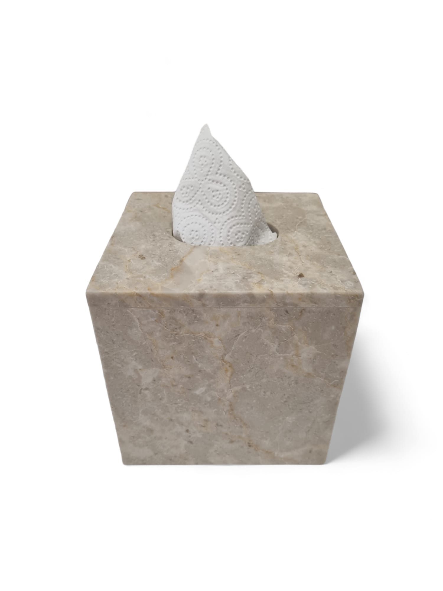Kinaree Papiertuchbox Marmor Taschentuchbox, Marmor, Naturstein, Beige, poliert