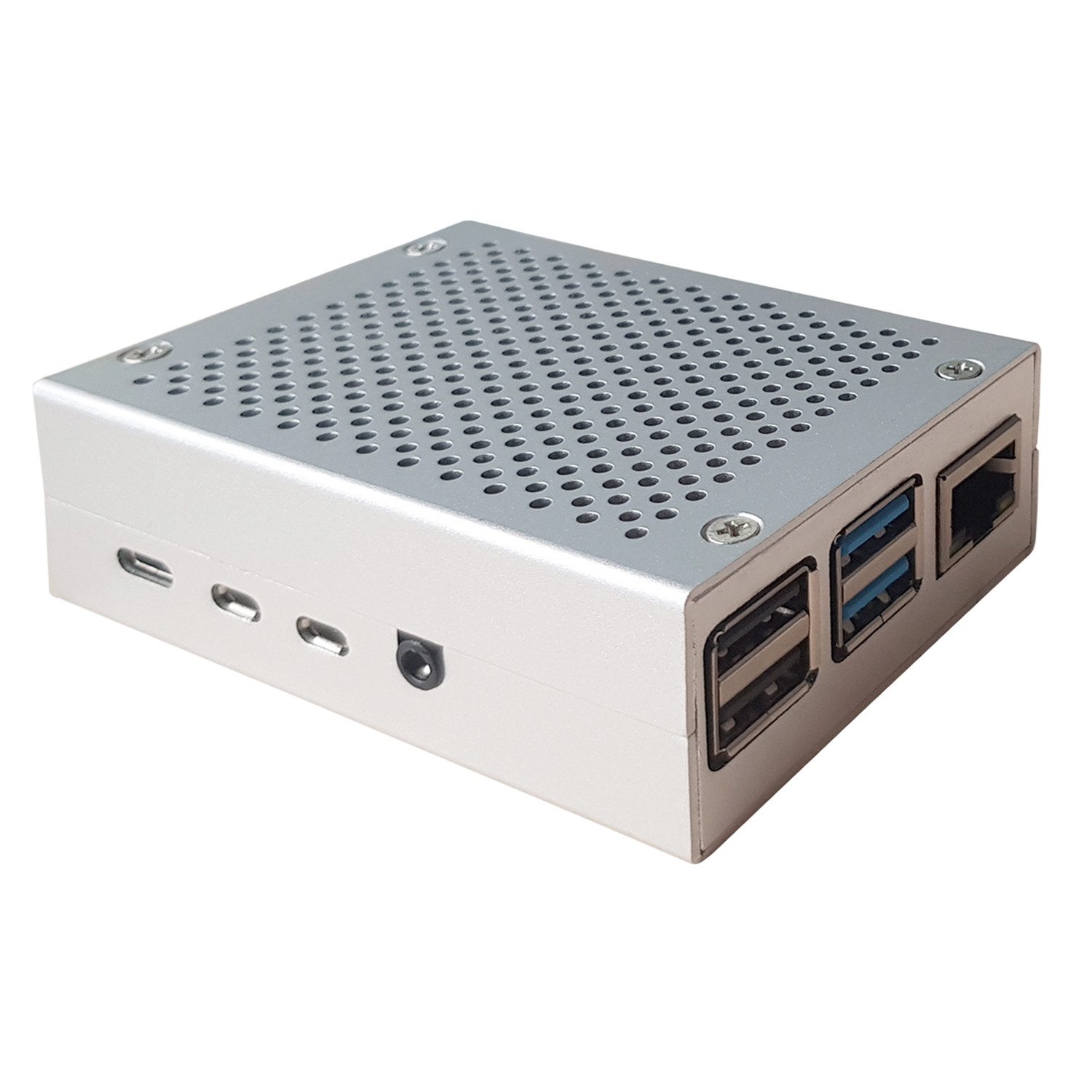 PC-Gehäuse Aluminium Gehäuse für Raspberry Pi 4 Modell B, silber