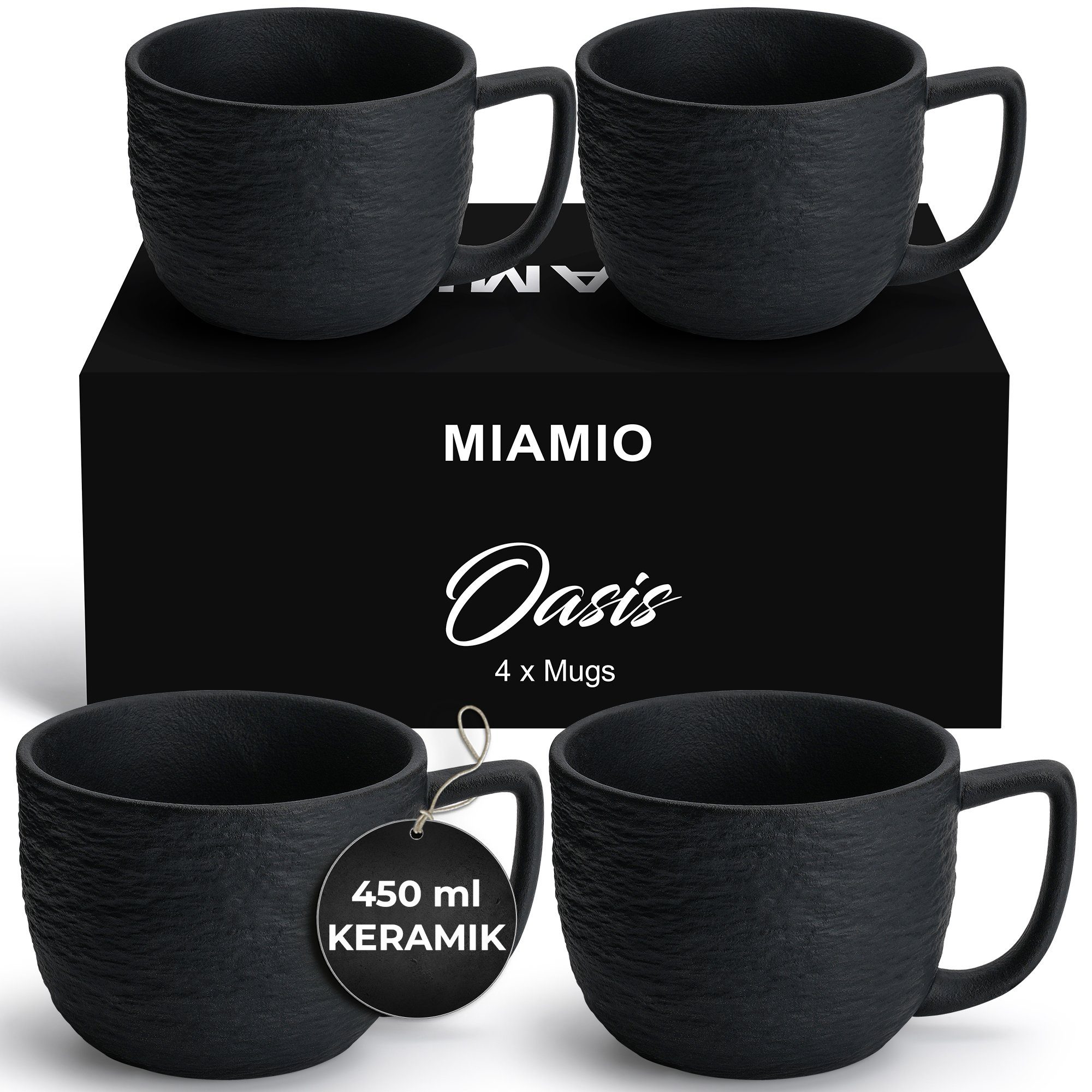 MiaMio Tasse 4er Kaffeetassen Set aus Keramik Kaffeebecher - Oasis Collection, 4-tlg.