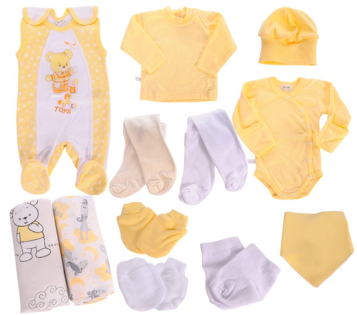 Erstausstattungspaket Baby Set 12 Teile Body Strampler Strumpfhosen Shirt Socken Latz
