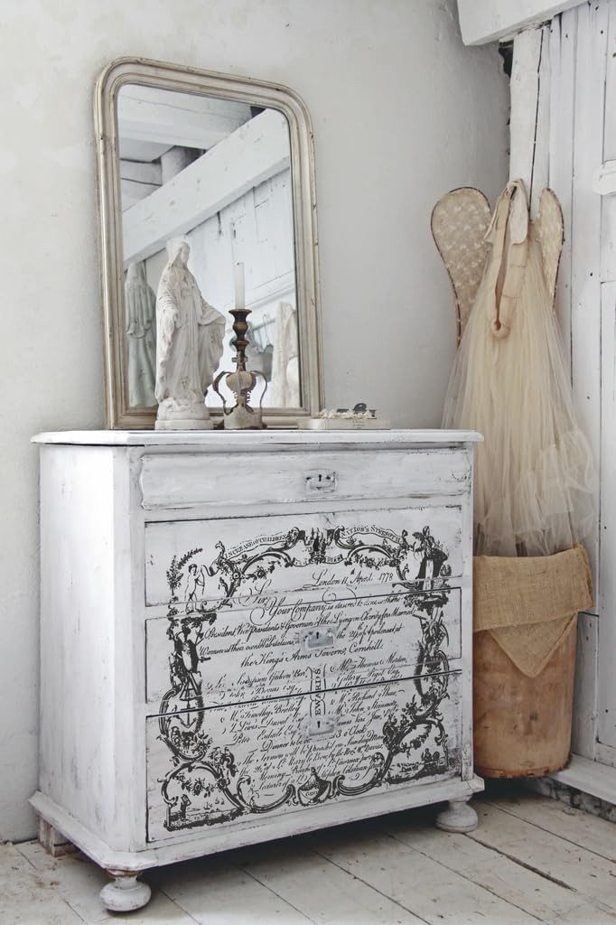 Vintage Paint Möbelfolie Transferfolie Möbeldekor Vintage Ornament Schwarz 46x60 Rub On Folie, Mit nostalgischem Vintage-Schriftmotiv und filigranem Ornamentrahmen
