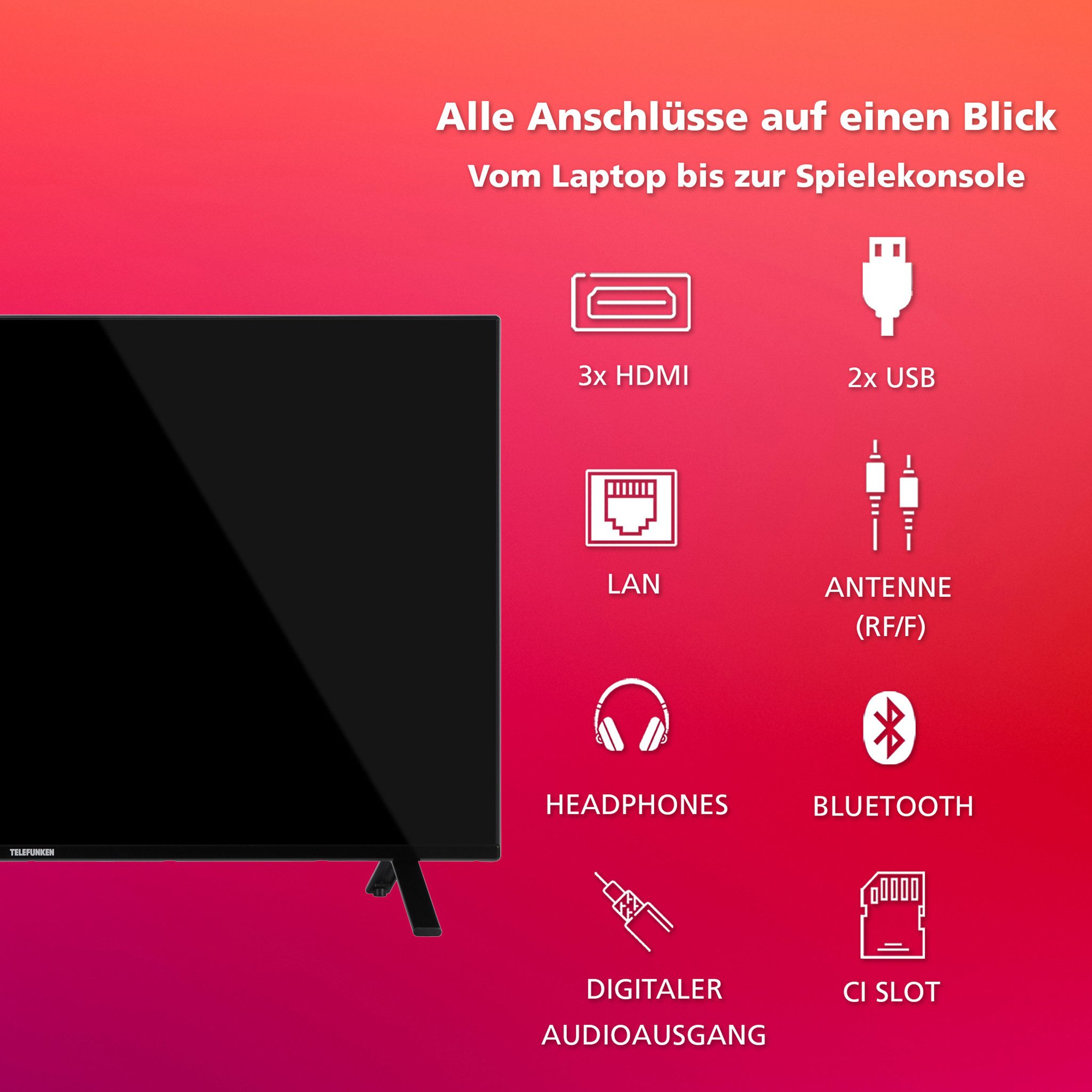 Telefunken XU43TO750S LCD-LED Fernseher (108 cm/43 Zoll, 4K Ultra HD, Smart TV powered by TiVo, Smart TV powered by TiVo, HDR Dolby Vision, Triple-Tuner, 6 Monate HD)