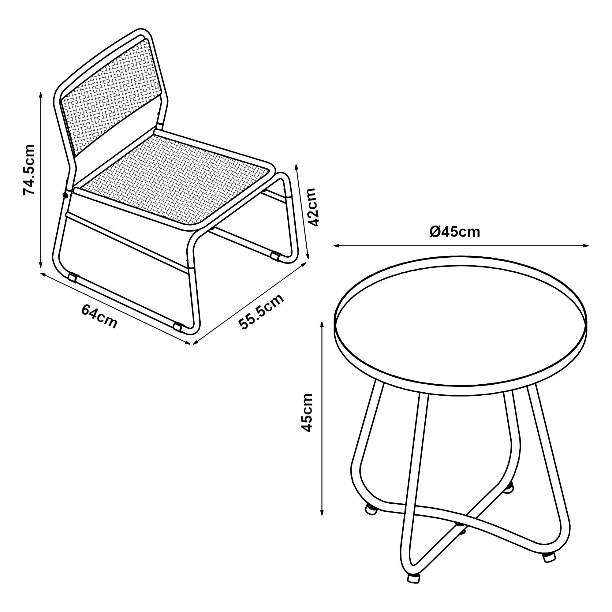casa.pro Balkonset, (3-tlg., 1 Tisch, 2 Stühle), »Brienza« 3-tlg. Bistro-Set Grün
