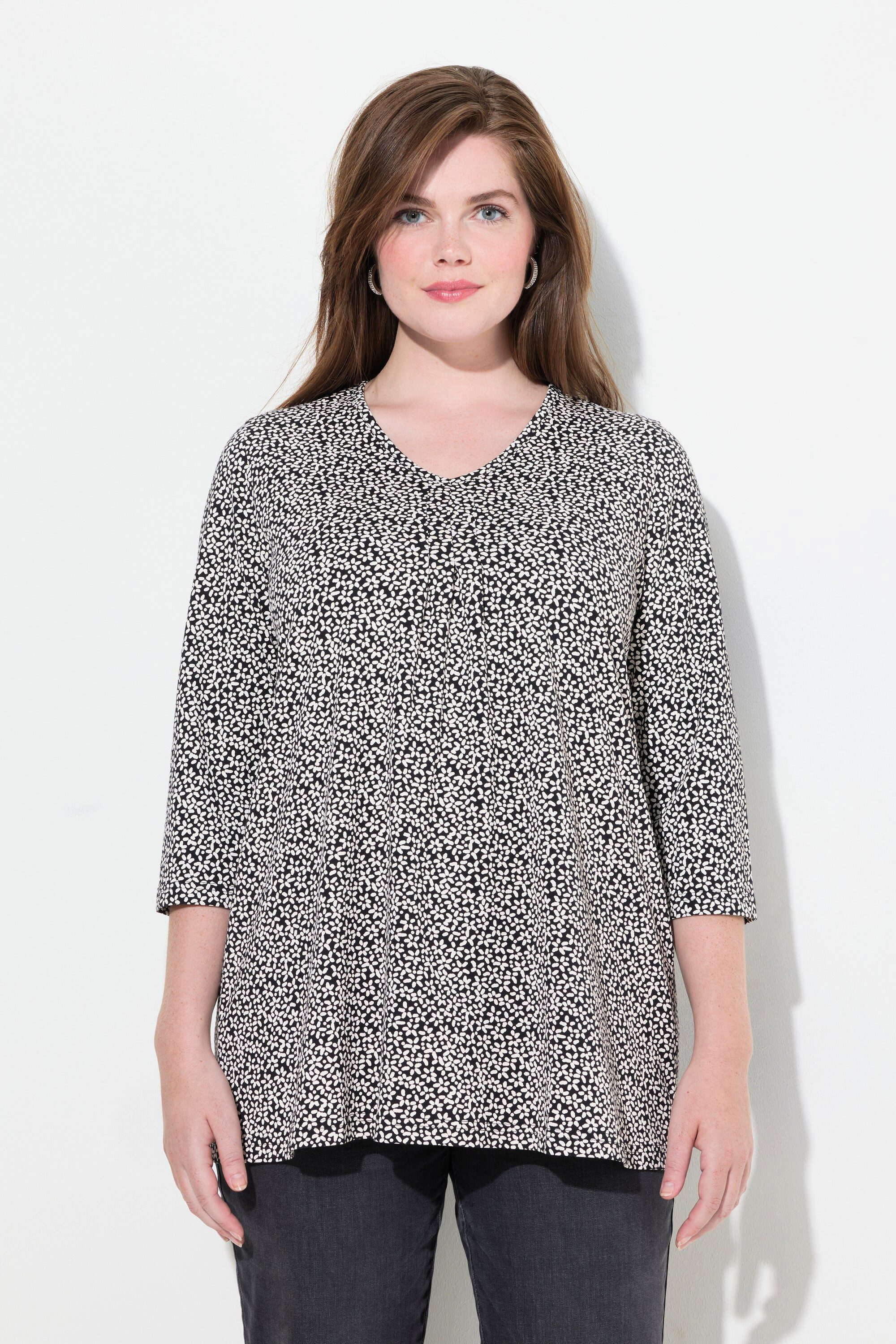 Ulla Popken Longsleeve Shirt Blüten A-Linie günstig online kaufen