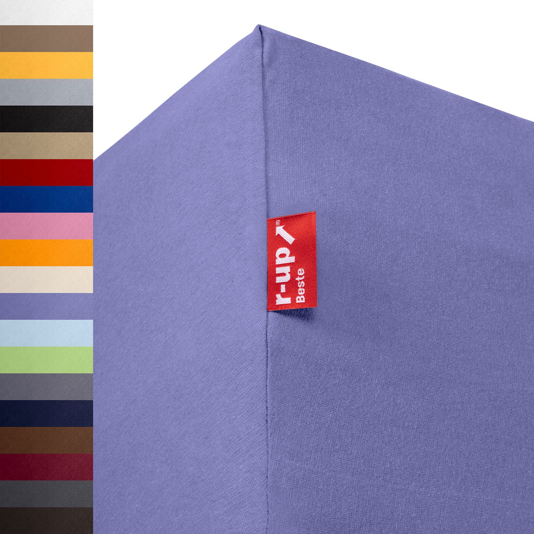 r-up Spannbettlaken Beste 90x200 bis 220x240cm erhältlich! 230 g/m², Baumwolle, Gummizug: fest eingenähtes dauerelastisches Rundumgummi, (1 Stück), (90x200-100x220, 15-35cm Matratzenhöhe, lila)