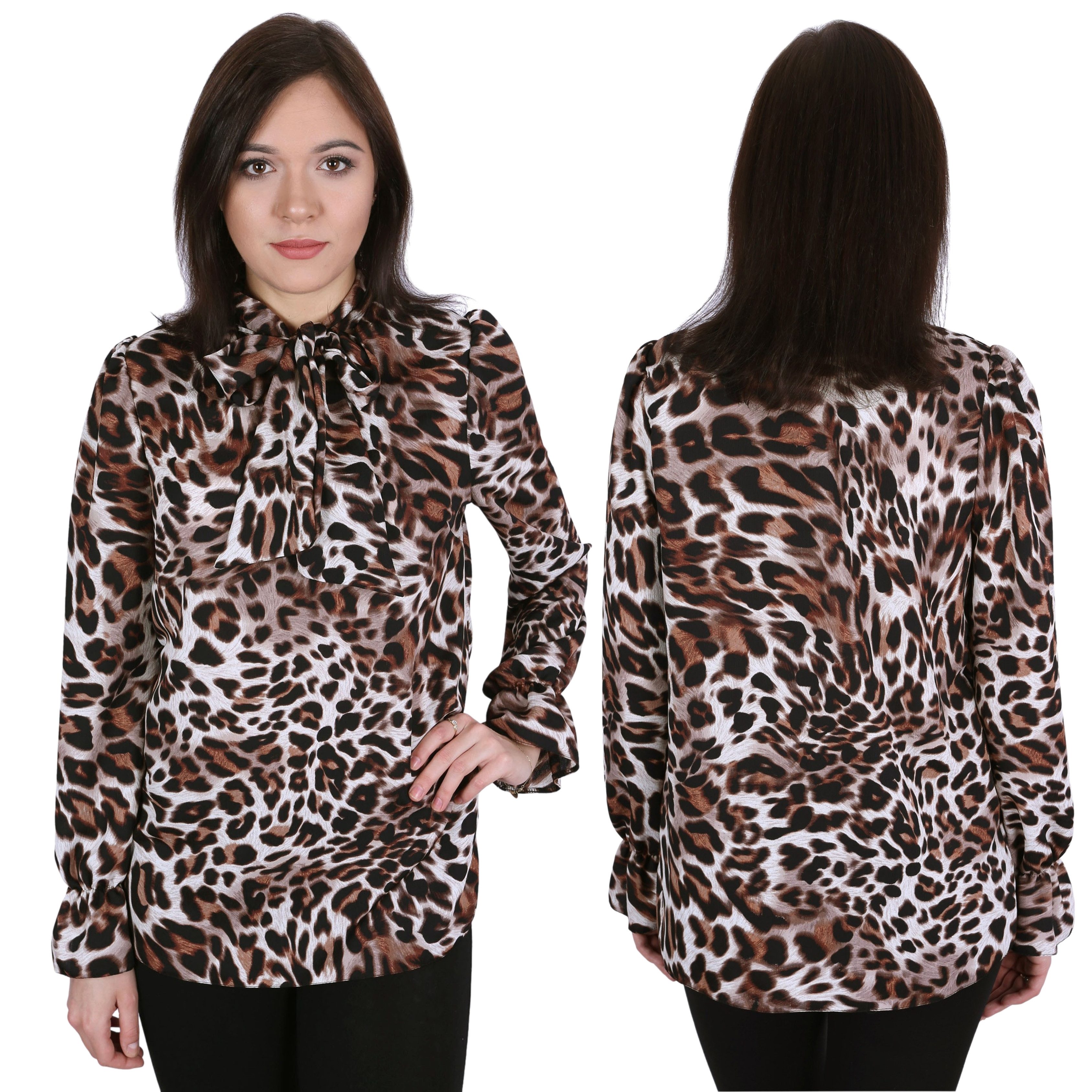 Sarcia.eu Blusentop Damenbluse mit Leopardenmuster, im Nacken gebunden JOHN günstig online kaufen