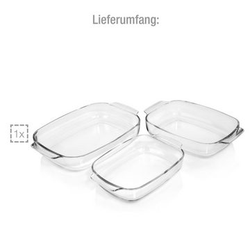 SÄNGER Auflaufform Ofenform Set, Borosilikatglas Glas, (3-St), in verschiedenen Größen, 1,5 L, 2,5 L & 3,5 L, hitzebeständig