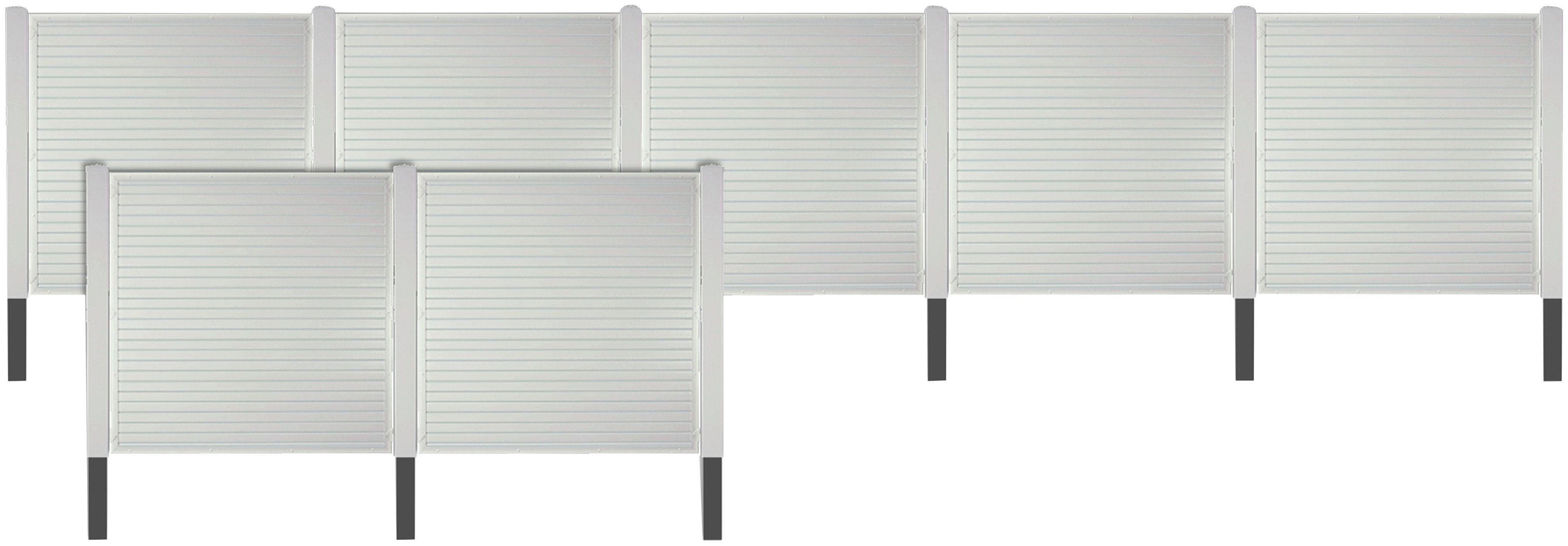 Tetzner & Jentzsch Sichtschutzelement LAREDO 5, (Set), Nie wieder streichen. Weiße PVC-Kunststoffzäune