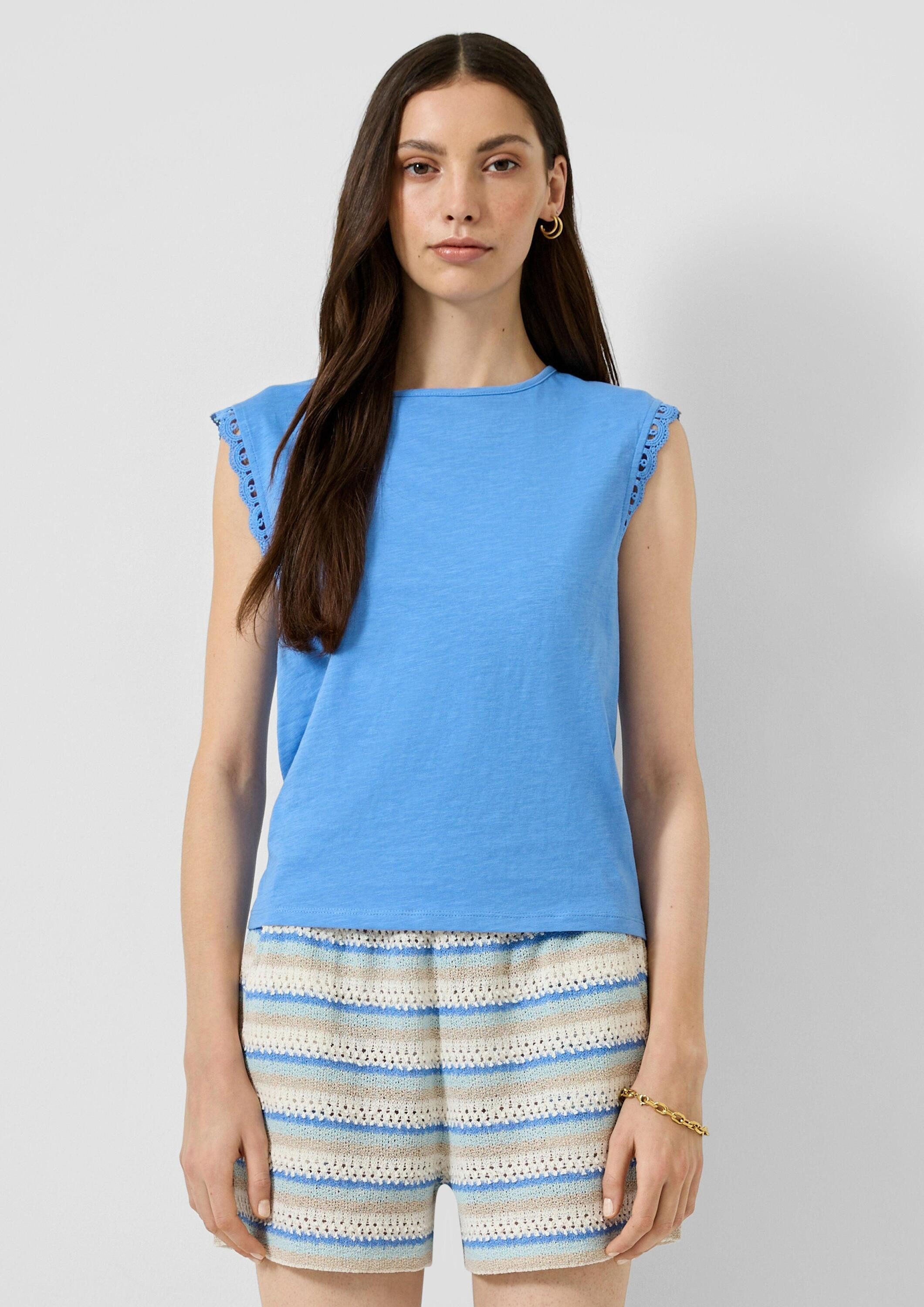 QS Muskelshirt T-Shirt Flammgarntop mit Spitze