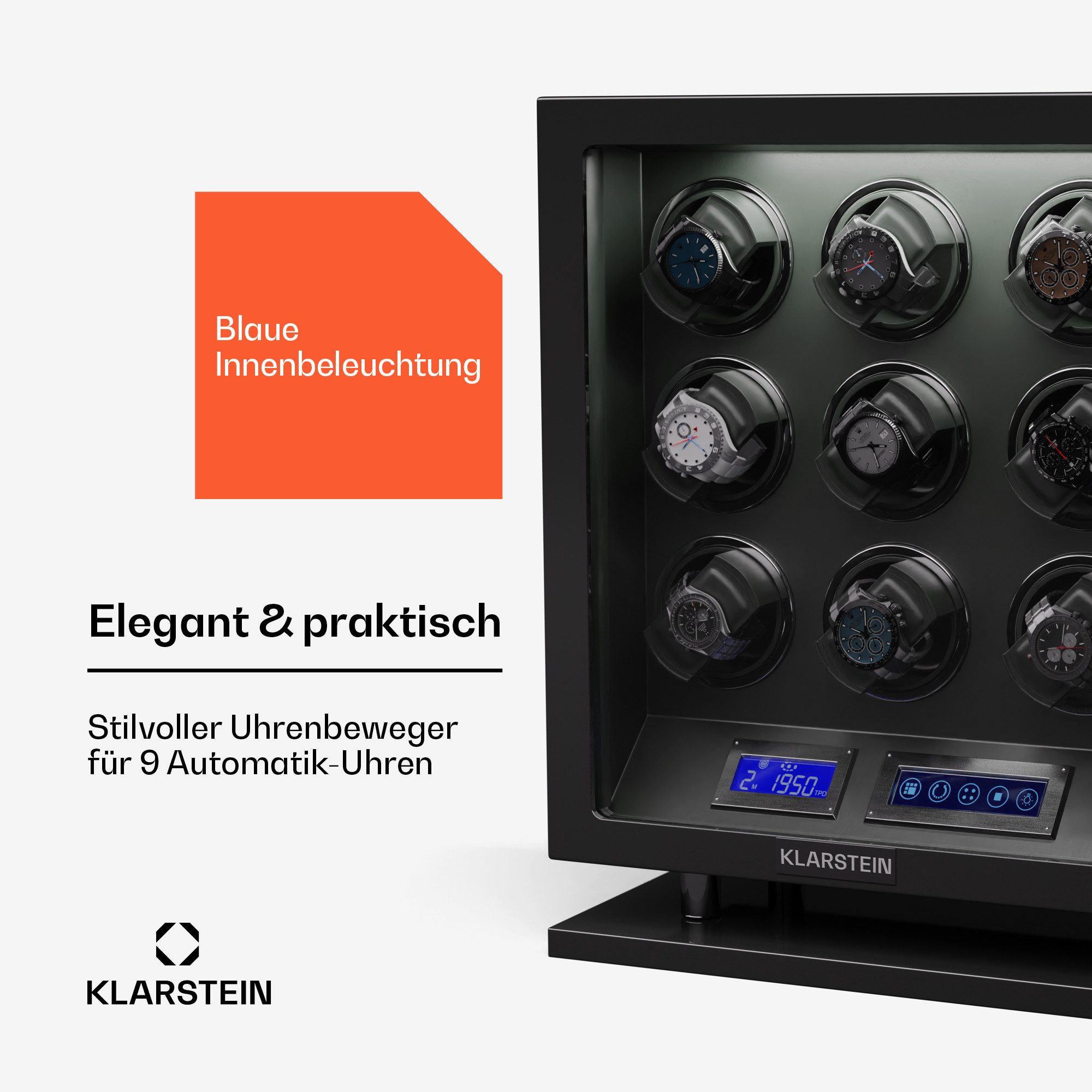 Klarstein Uhrenbeweger Verdon 9, Uhrenboxen Uhrenkasten Uhrenbeweger 9 Uhr