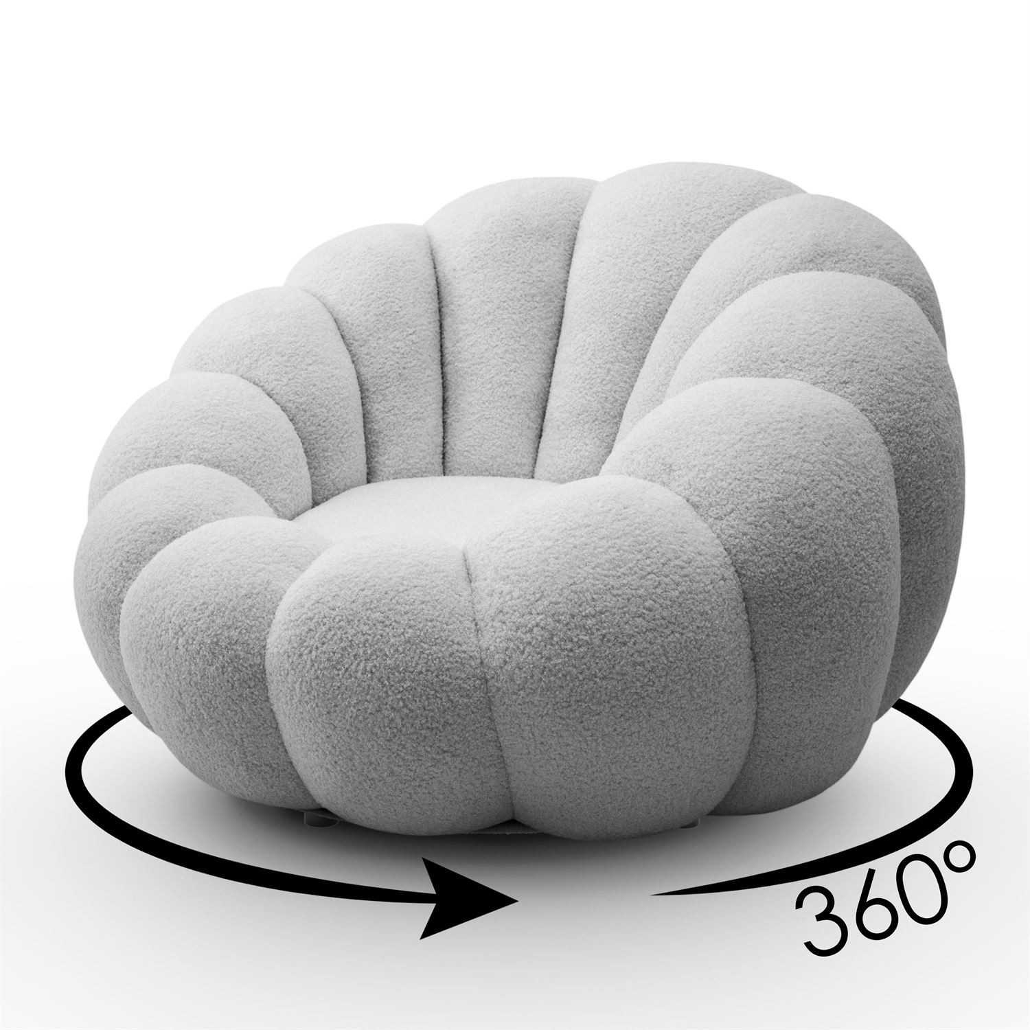Lookway Drehsessel FLUFFY mit Fußhocker Bequemer Relaxsessel für Wohnzimmer (1x Sessel 1x Fußhocker), Drehsessel, 95x60 cm – Bild 4 von 5