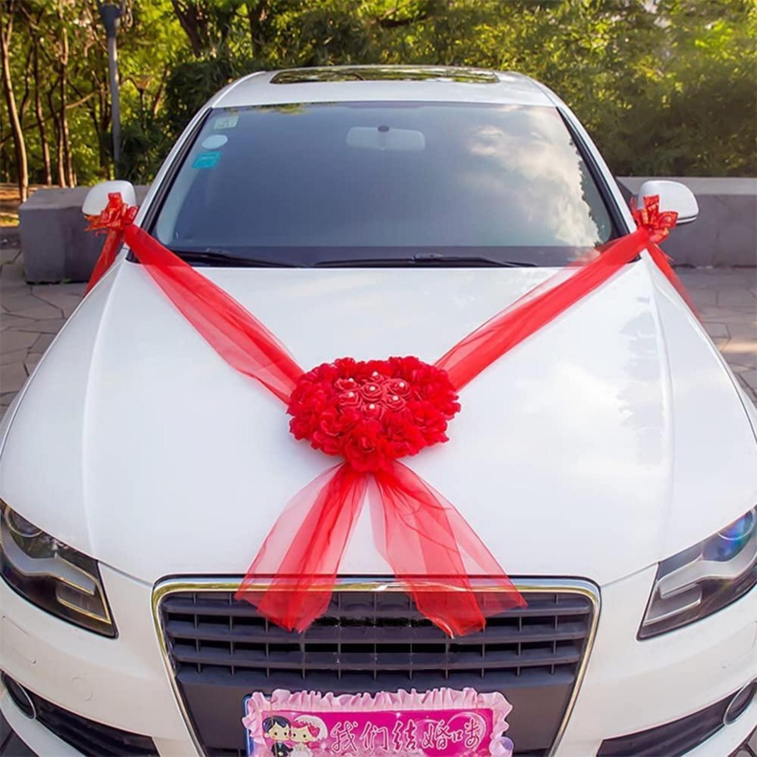 LuxusKollektion Girlande Hochzeitsauto Deko Rose Rot PKW