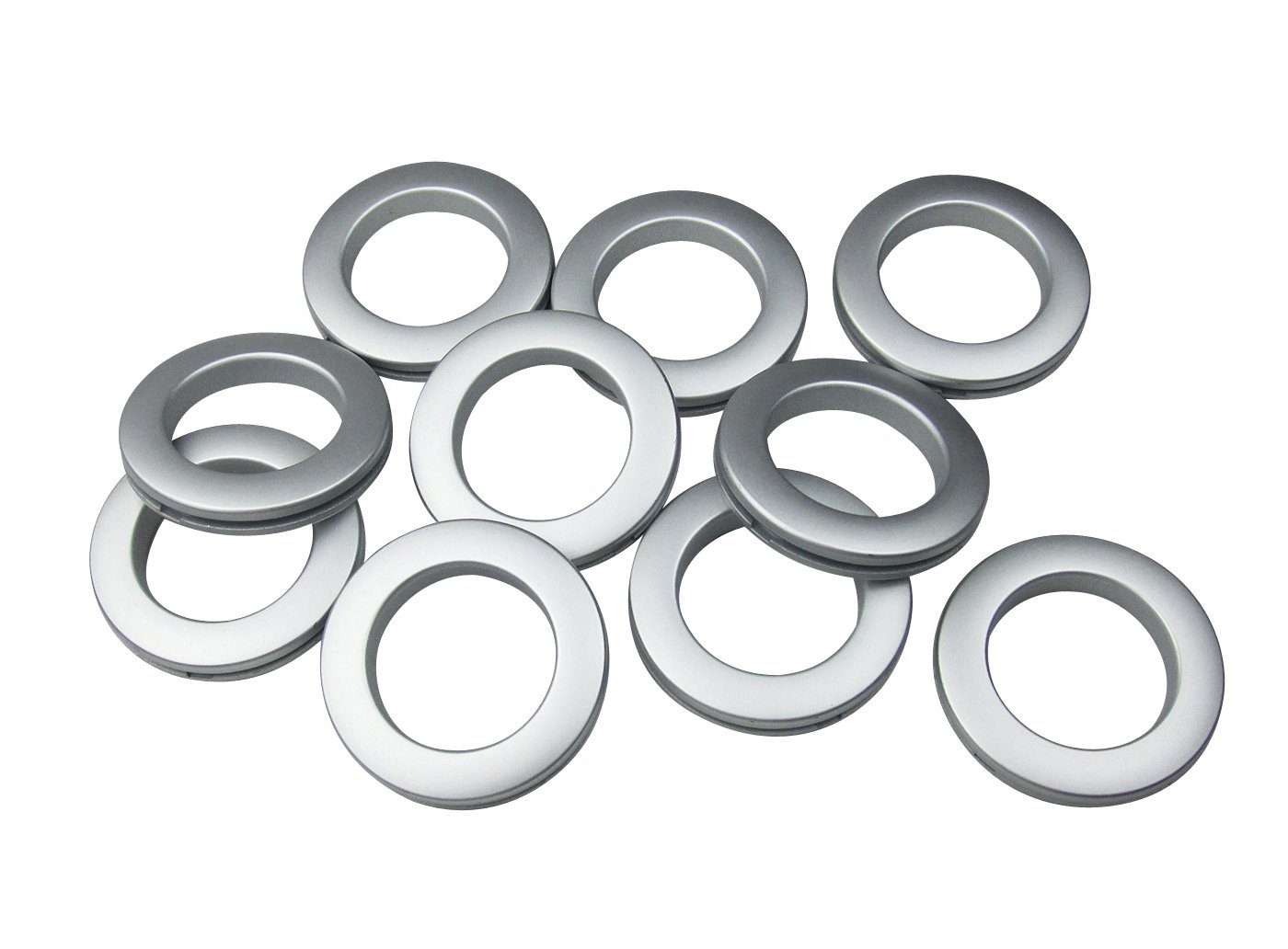 nodeko Stoffösen Gardinenösen, Vorhangringe, verstellbar - Stoffloch Ø 40 mm, passend für Gardinenstangen Ø 20 mm bis Ø 28 mm, (10 Stück), mit Rasterung - daher für Stoffe bis 4 mm Dicke verwendbar