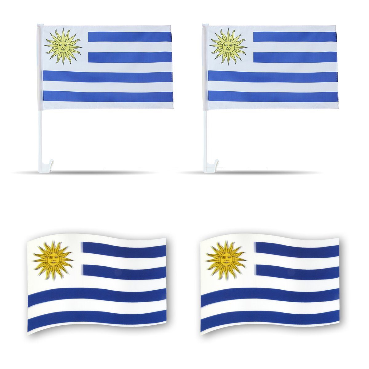 Sonia Originelli Fahne Fanpaket "Uruguay" Fußball Magnete: Flaggen Fahren 3D-Effekt Magnet Autofahnen