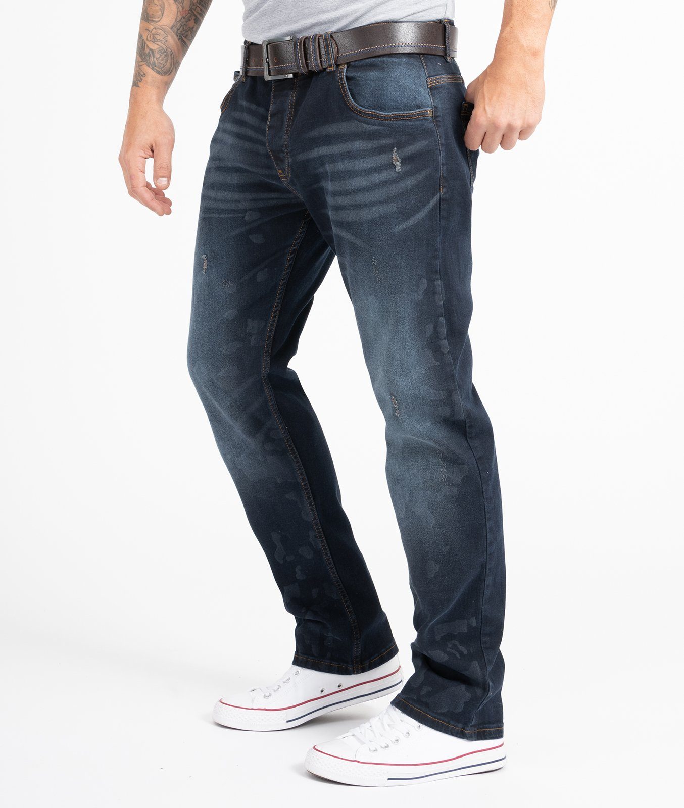 Rock Creek Regular-fit-Jeans Herren Jeans Stonewashed günstig online kaufen