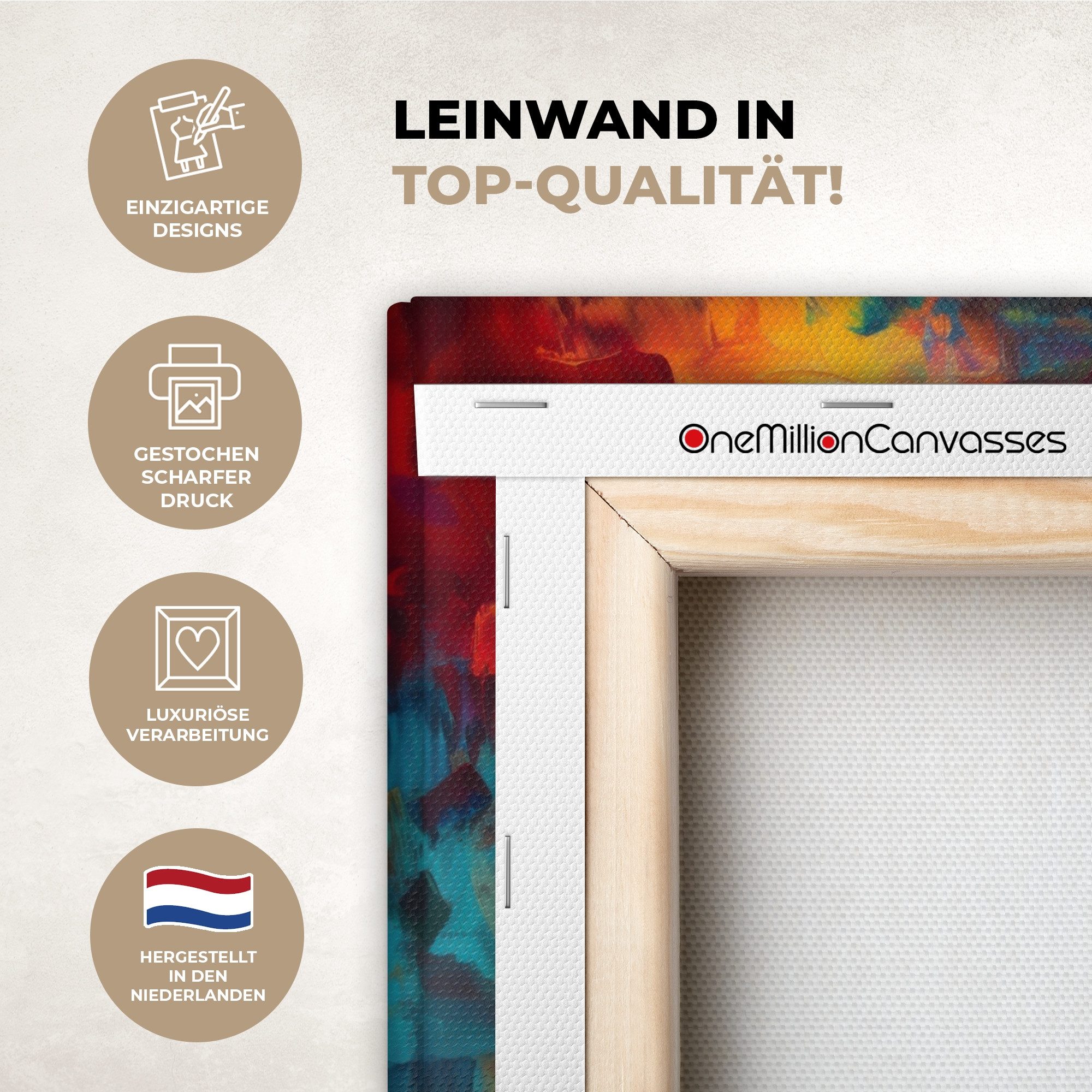 OneMillionCanvasses® Leinwandbild Wein - Frau - Stimmungsvoll - Farbenfroh, Fotodruck (1 St), Leinwand Canvas Wandbild, Wanddekoration 20x30 cm