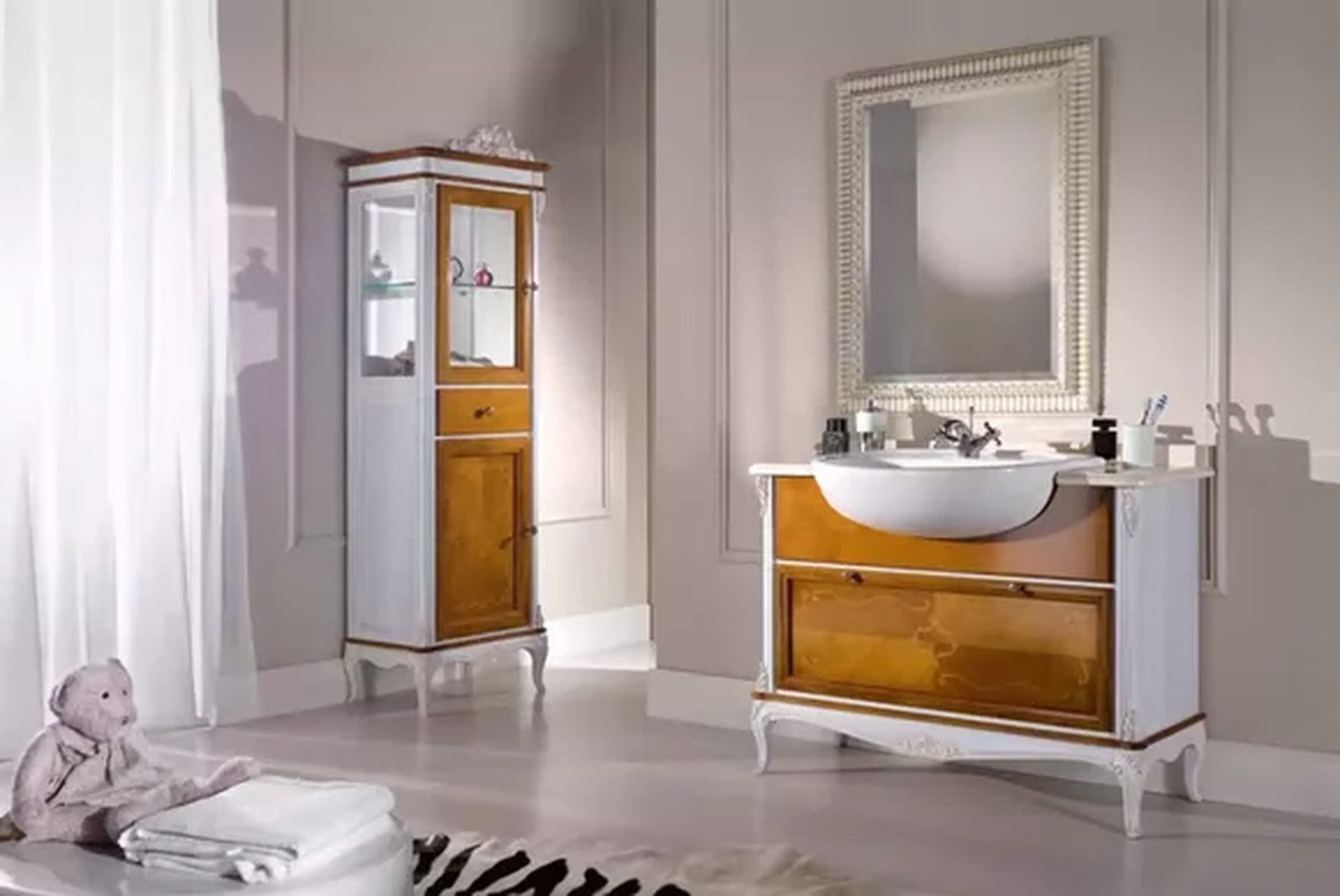 Badezimmer-Set Neu Luxus Badezimmermöbel-Set 2-teilig mit Schrank und Vitrine