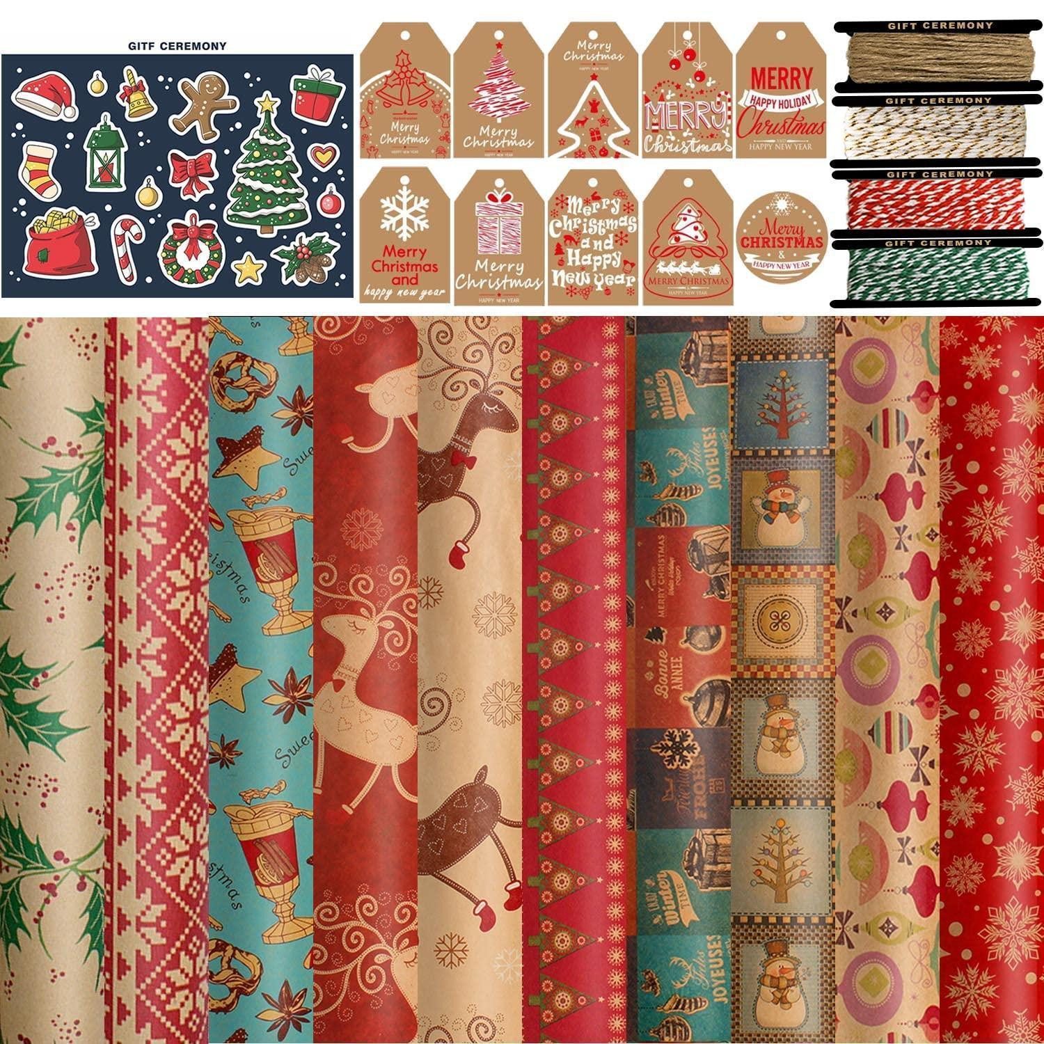 LuxusKollektion Geschenkpapier Geschenkpapier Weihnachten Recycelt Kraftpapier Set 10 Blatt, (1St)