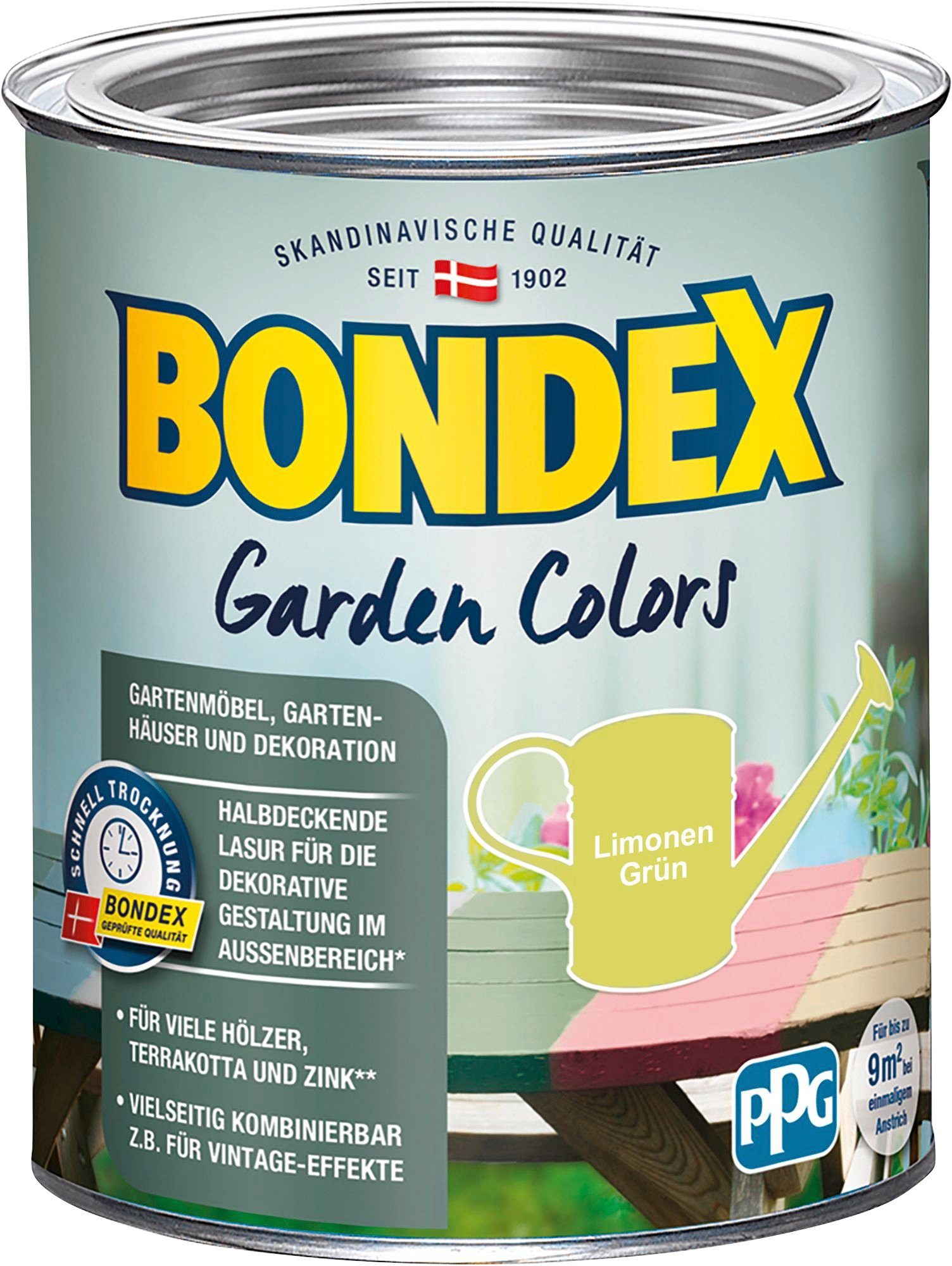 0,75 Inhalt Wetterschutzfarbe Liter Behagliches Bondex COLORS, Limonen Grün Grün, GARDEN