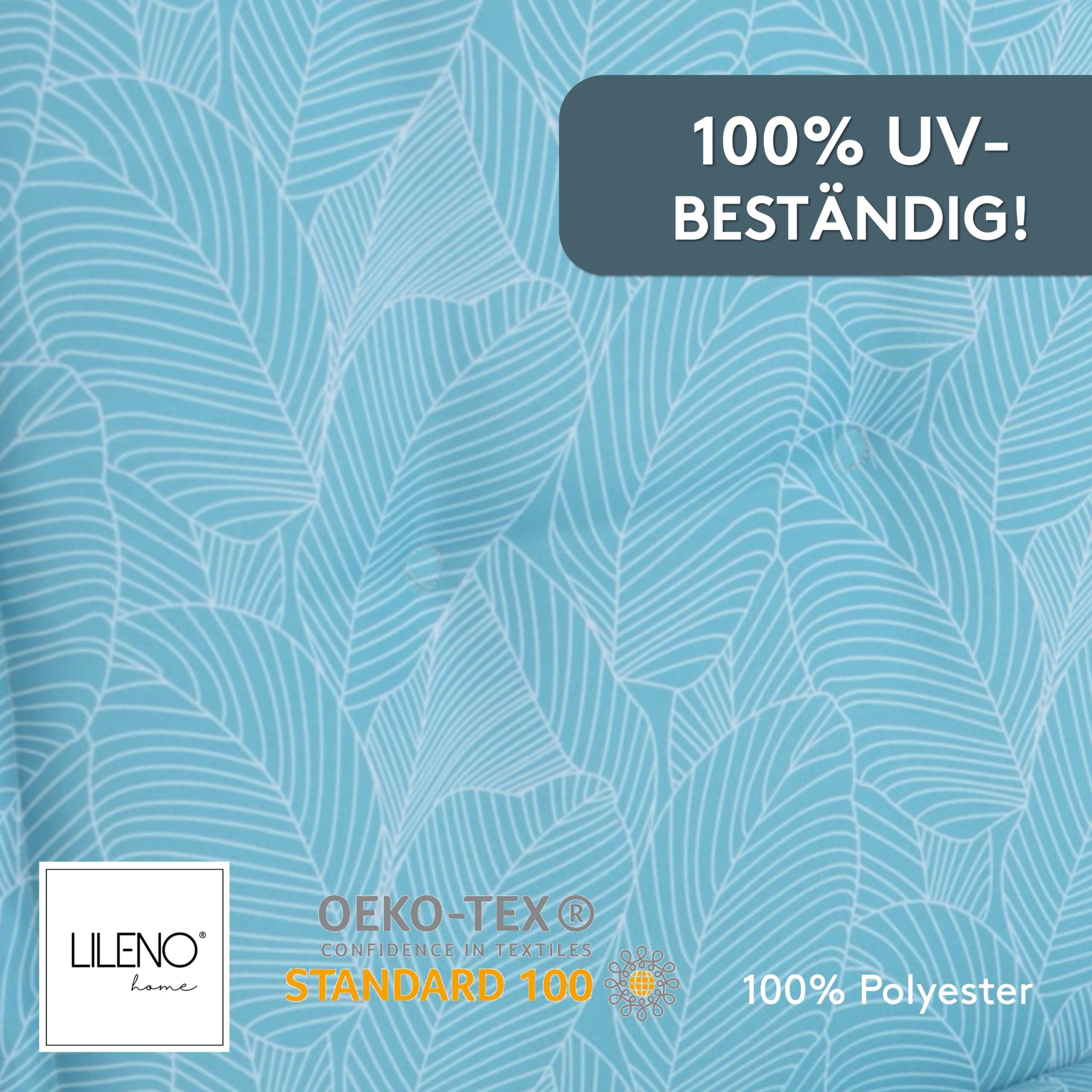 LILENO HOME Polsterauflage Niedriglehner, bequeme Sitzauflage für Gartenstühle, Stuhlkissen, (1 St., 1er Set), Gartenstuhl Auflage Blätter Aqua, Sitzpolster was – Bild 5 von 5