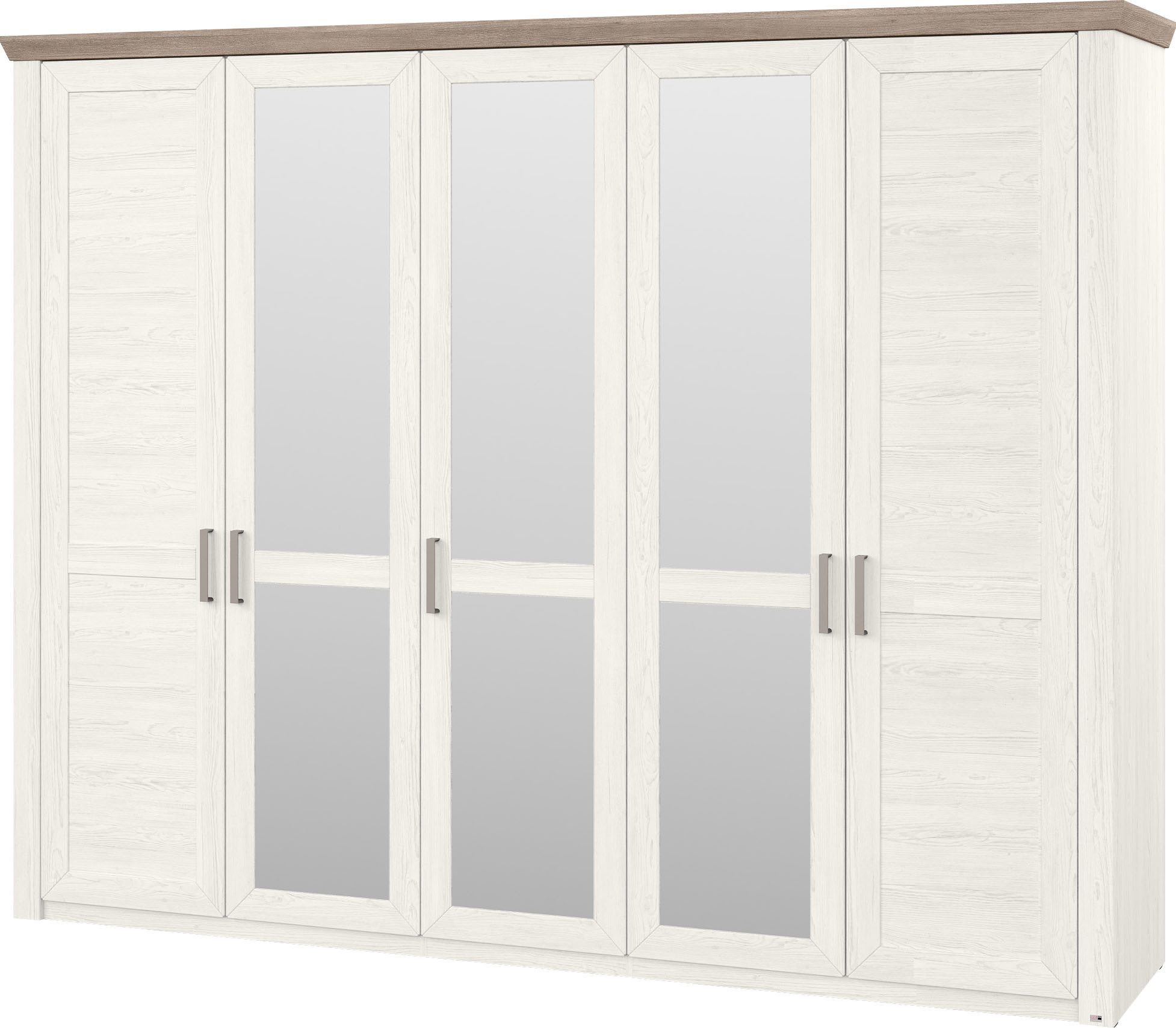 set one by Musterring Kleiderschrank York Schlafen (2-St) mit Holz- und Spiegeltüren, inkl. Kranz in Eiche, Höhe 207 x T60 cm