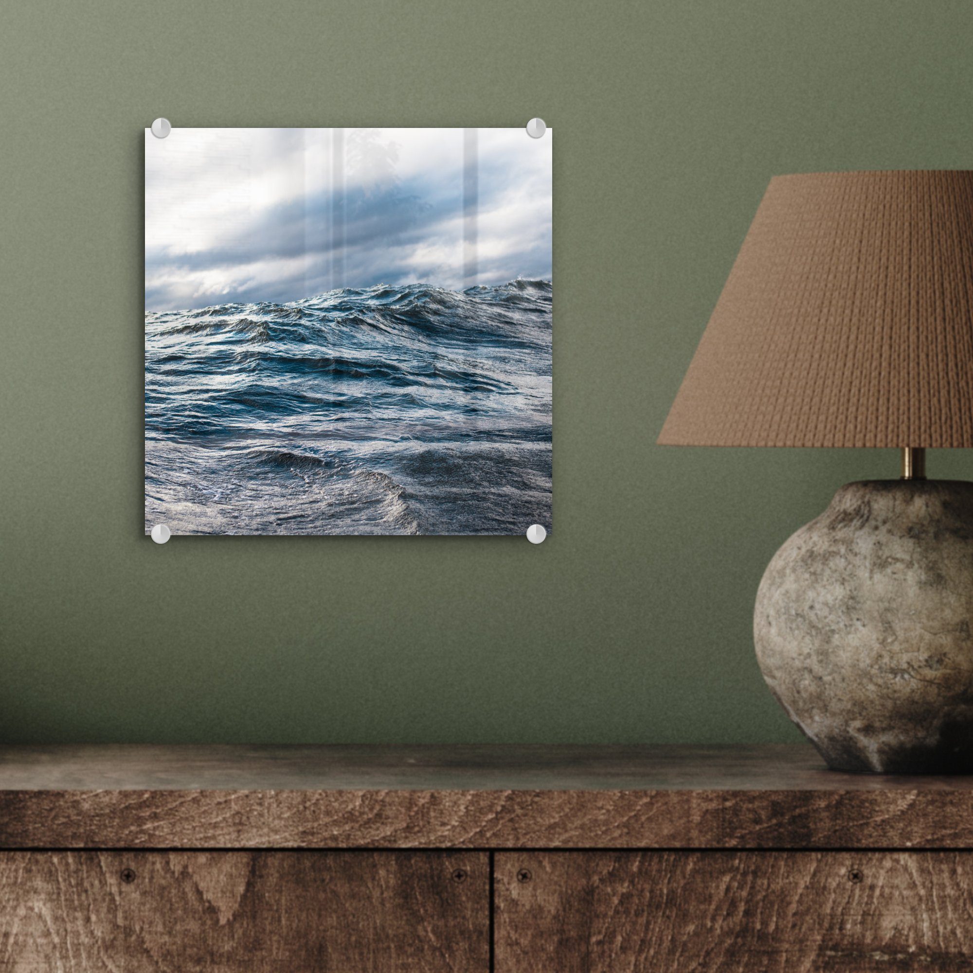 Norwegen, Wanddekoration (1 auf Glas St), - Foto Wandbild Golf Glas Acrylglasbild MuchoWow Meer - - - Glasbilder Bilder - auf