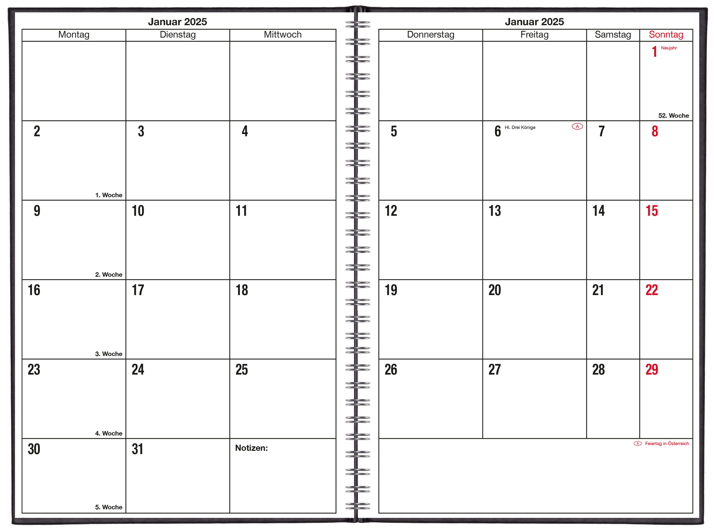 GÜSS Kalender Monatskalender 2025 Güss Monatsübersicht DIN A5