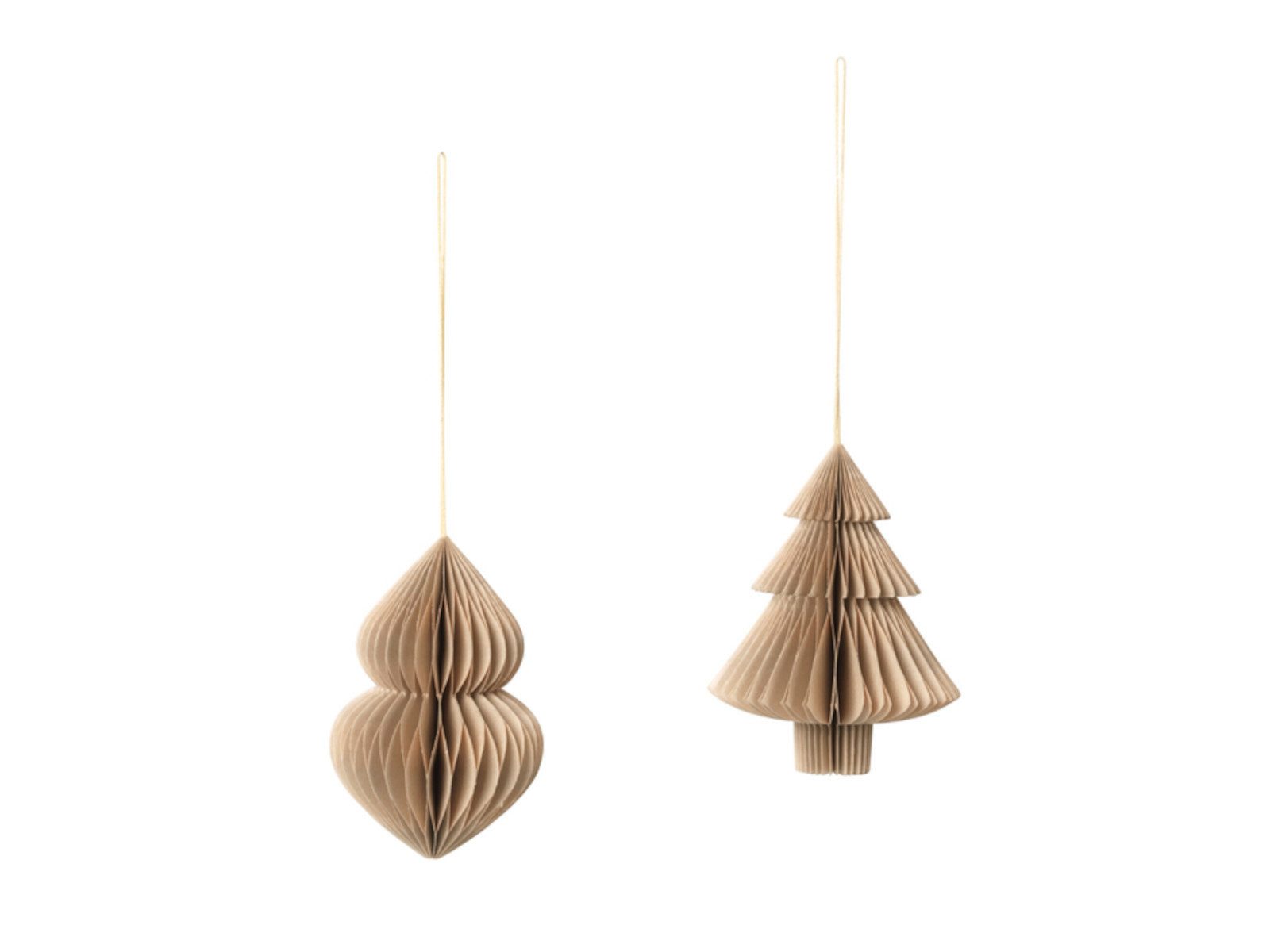 Broste Copenhagen Dekohänger Copenhagen CHRISTMAS MIX Papierhänger natural brown Set2, Christmas Mix Christbaumschmuck