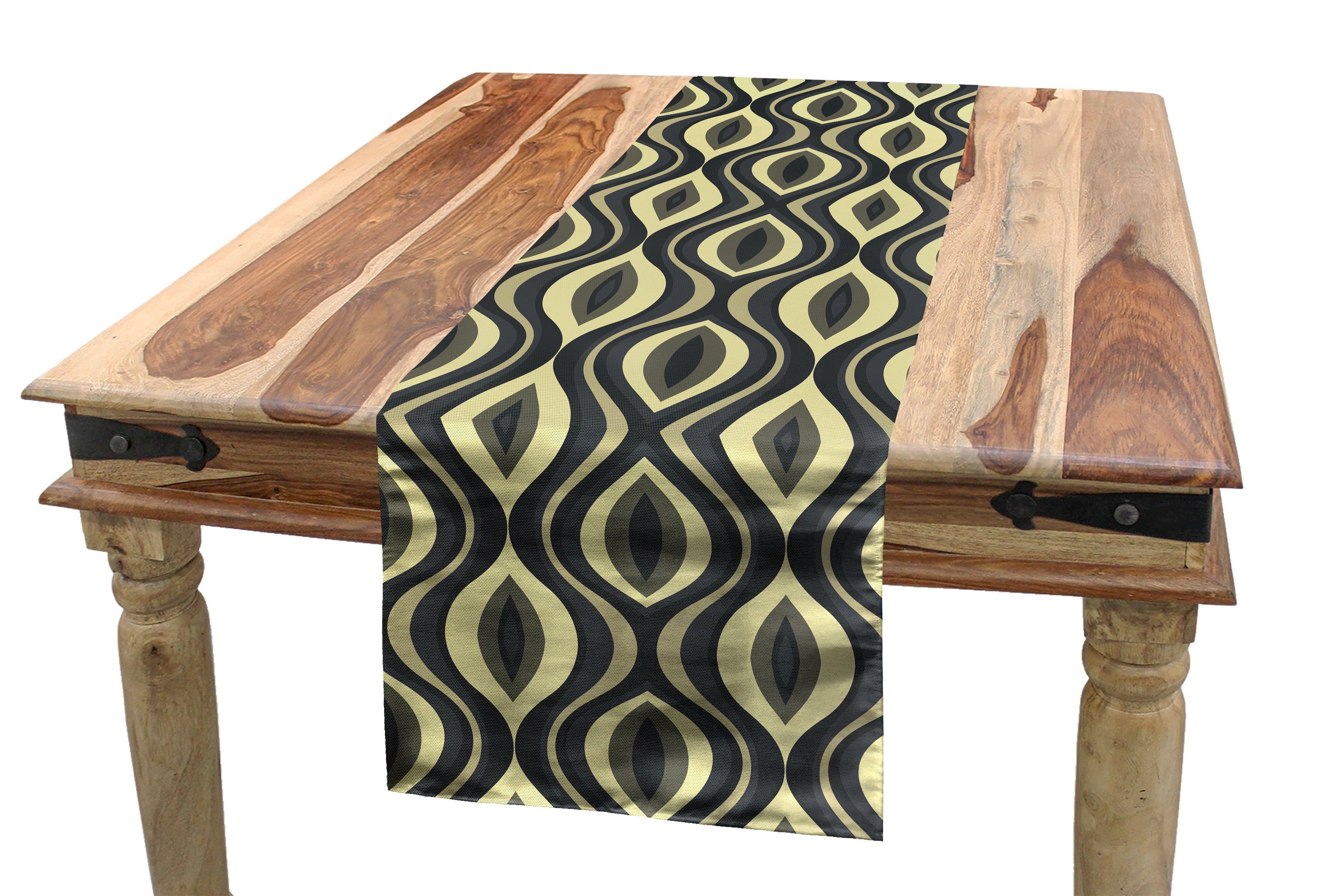 Abakuhaus Tischläufer Esszimmer Küche Rechteckiger Dekorativer Tischläufer, Geometrisch Wellenförmige Vertikale Fliesen