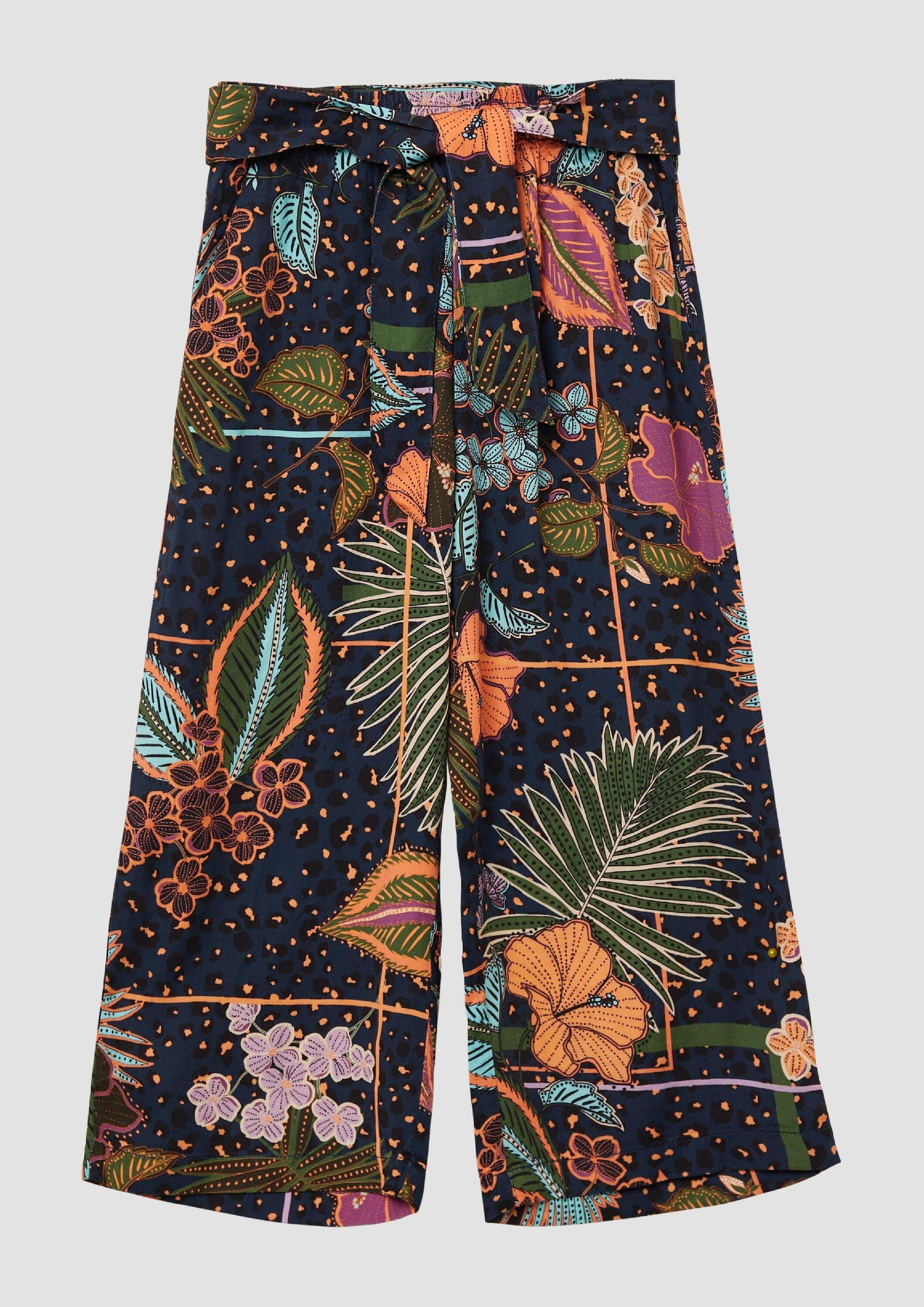 s.Oliver Chinos Hose Gemusterte Hose aus satinierter Viskose im Loose Fit