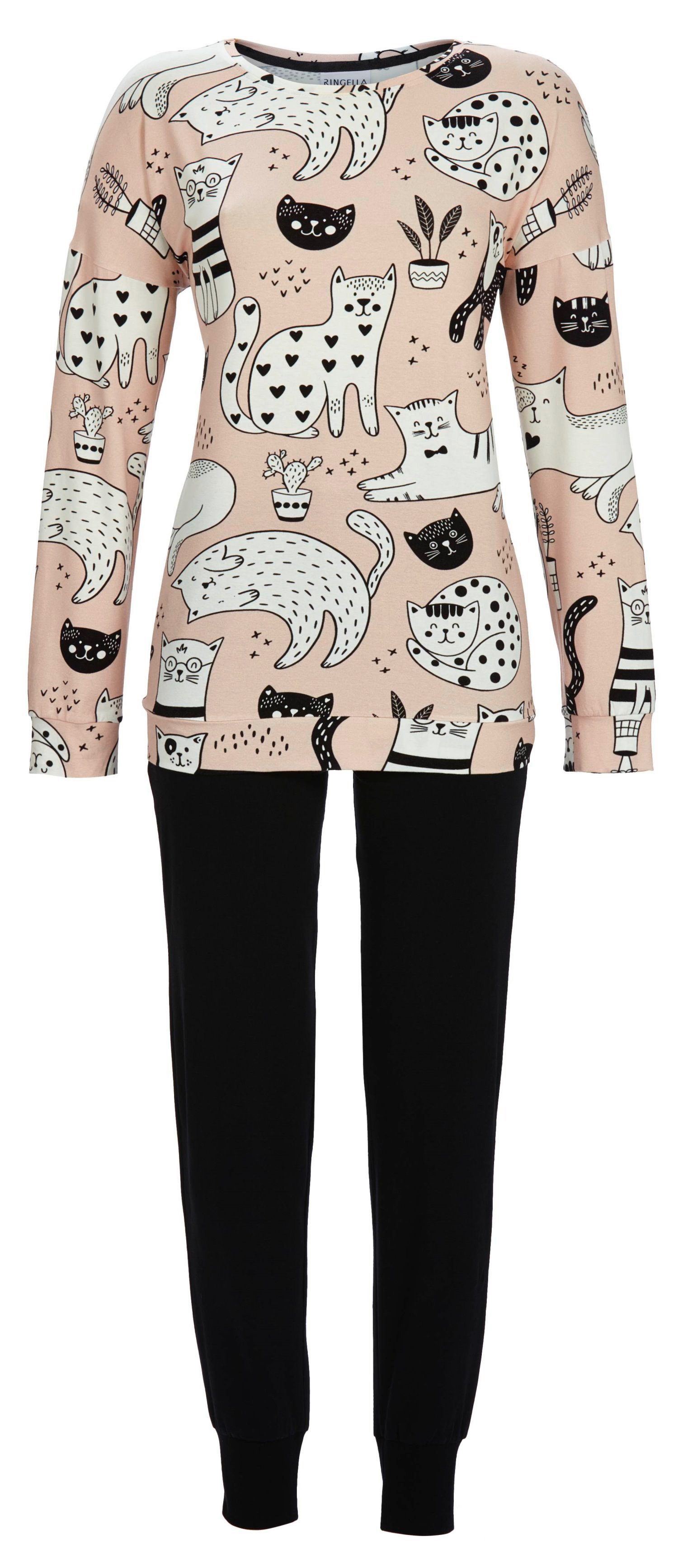 Ringella Schlafanzug Damen Pyjama mit Katzen günstig online kaufen