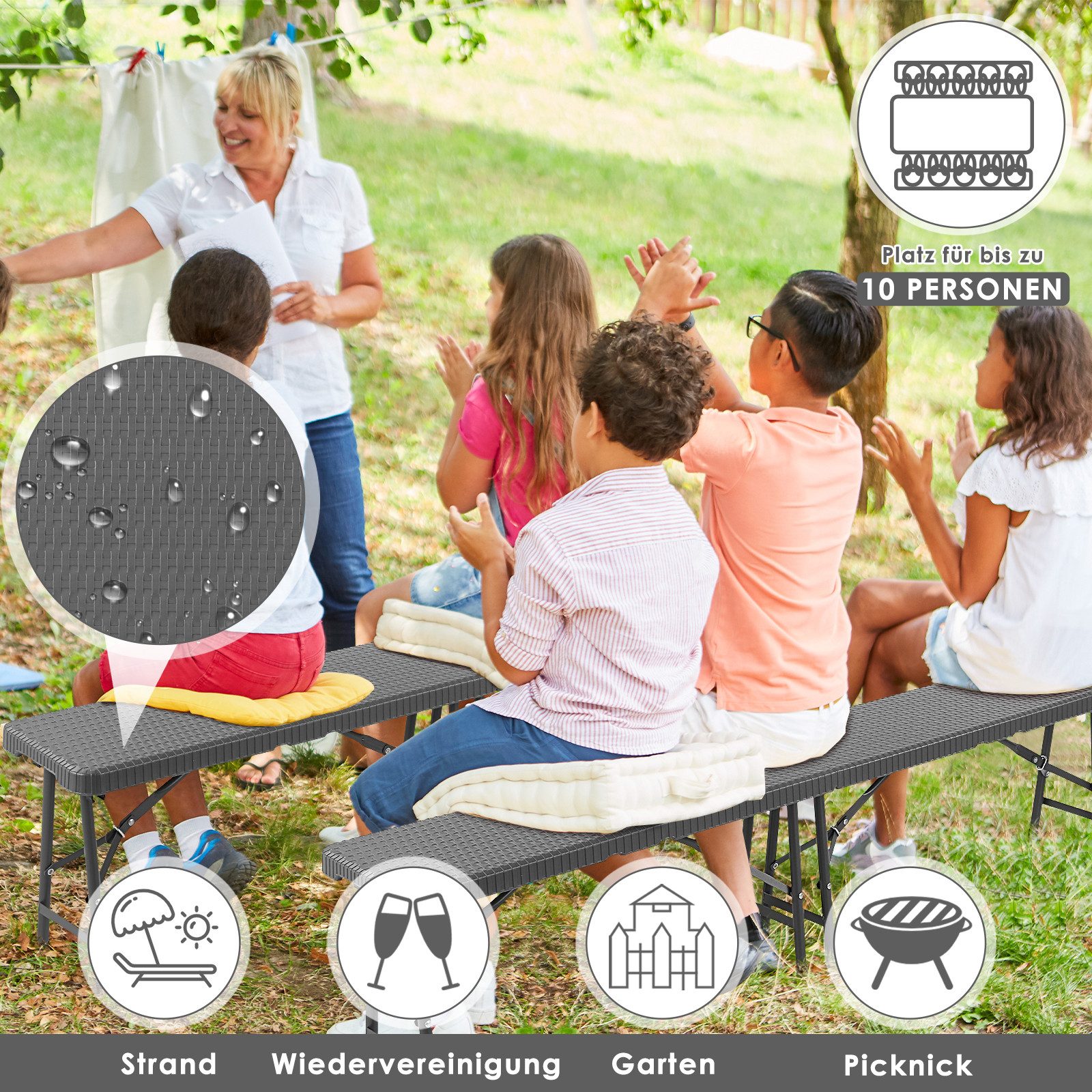 TLGREEN Bierzeltgarnitur, Klappbank Garten, Wetterfest, (Partybank günstig online kaufen