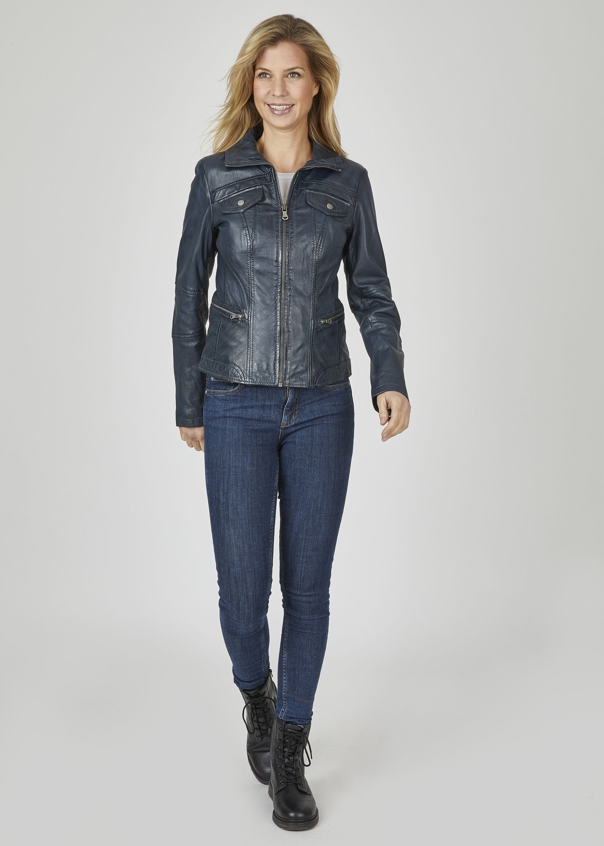 7eleven Lederjacke SERAMONA (1-St) mit Zierpaspeln