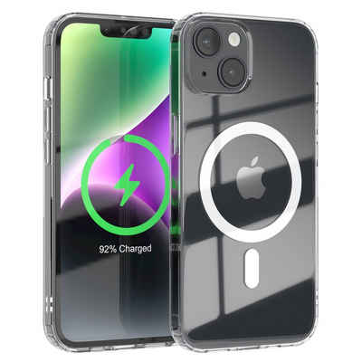 EAZY CASE Handyhülle Transparente Hülle mit MagSafe für iPhone 14 6,1 Zoll, Back Cover, Bumper Case, Handy Schutzhülle Kameraschutz, Durchsichtig