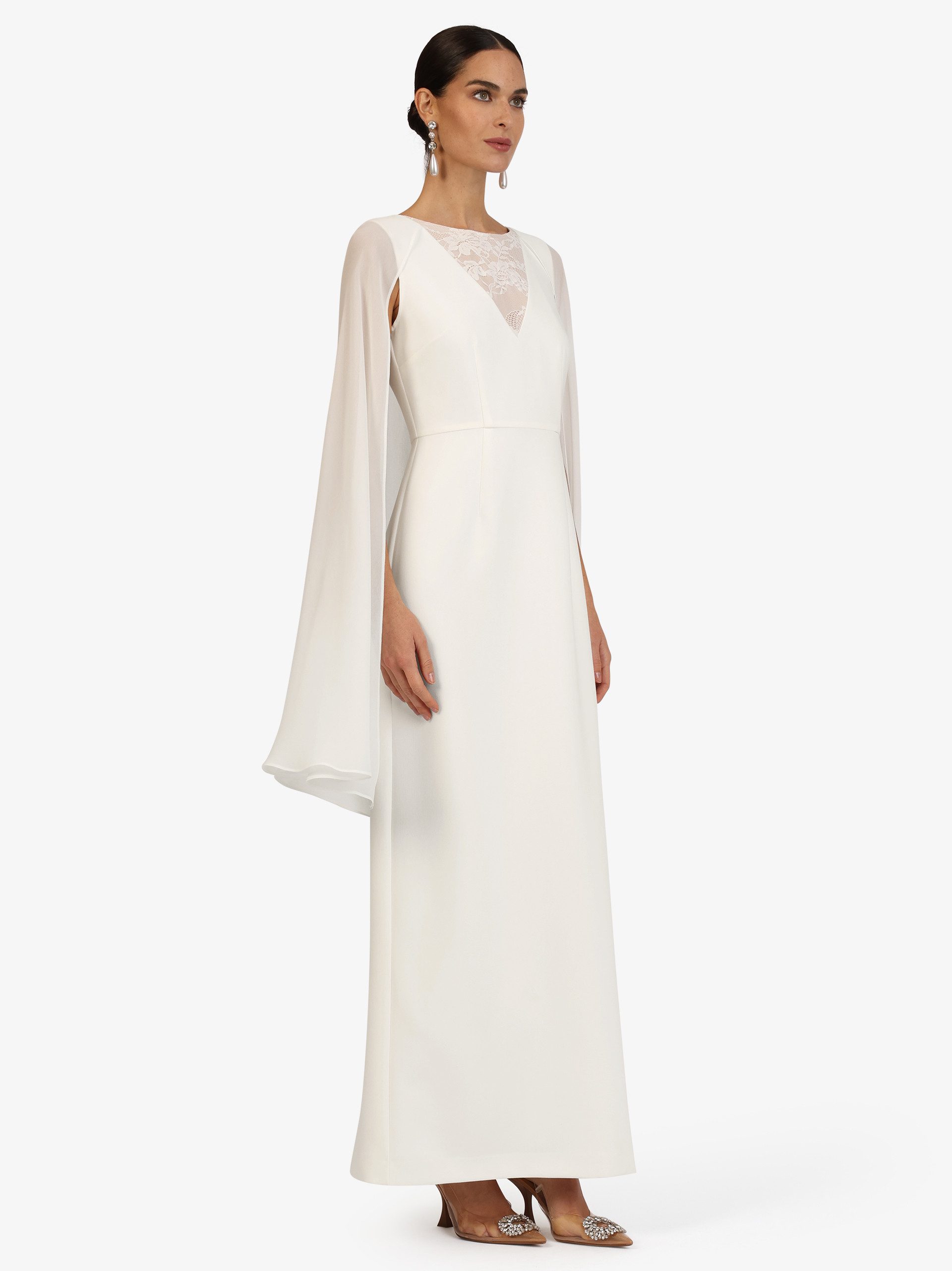 Kraimod Abendkleid mit Cape-Ärmeln und Spitze