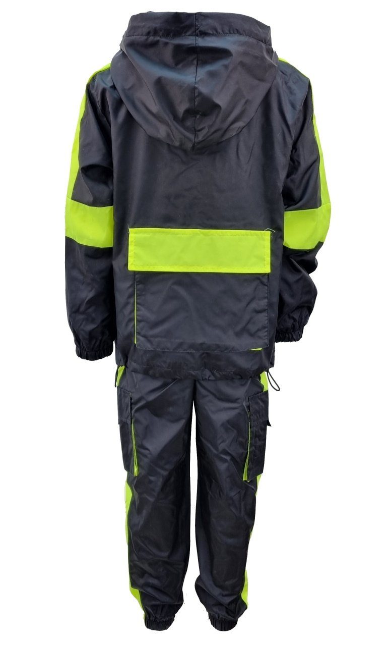 Windjacke Boy Fashion Schwarz/Gelb Regenkombination Matschanzug Matschjacke Regenanzug und JF675 Regen- Kinder