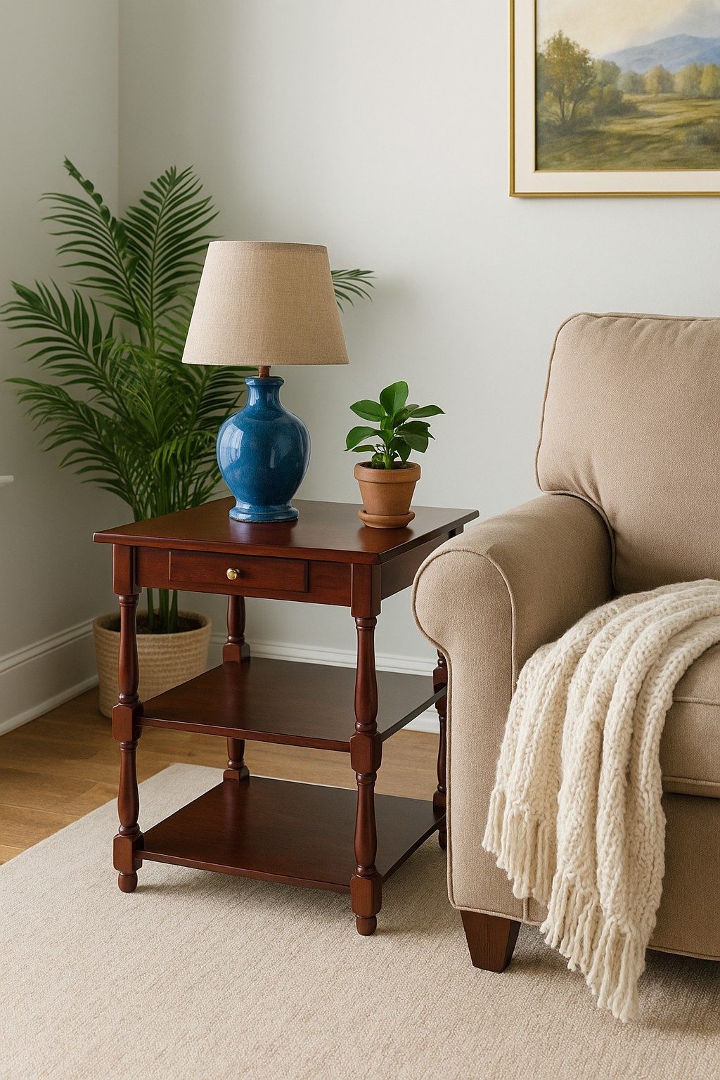 moebel-direkt-online Beistelltisch Martha, gedrechselte Holzbeine