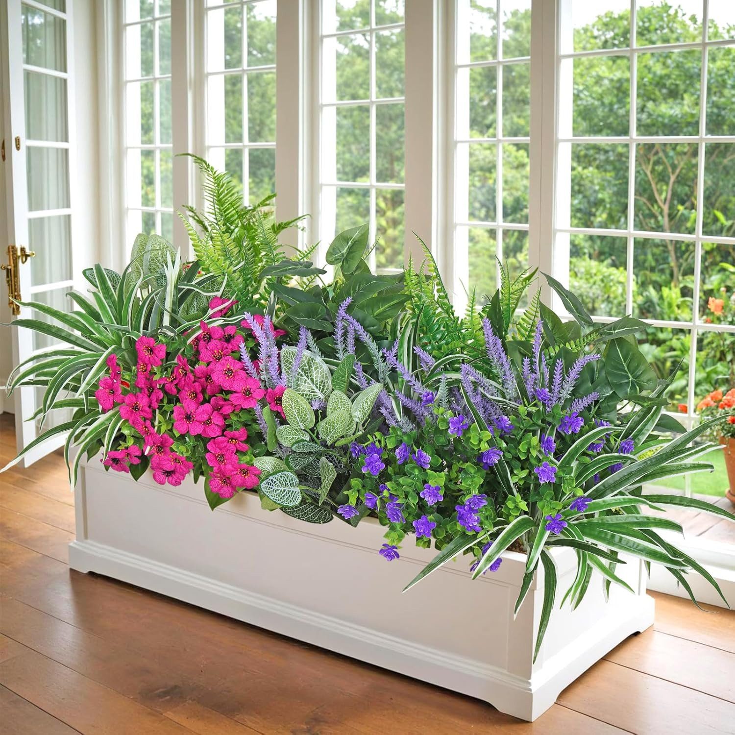 Kunstblumenstrauß Künstliche Blumen Balkon Kunstblumen Wetterfest Kunstpflanzen, Coonoor, für Balkonkasten Innen Außenbereich Outdoor Garten Deko – Bild 5 von 5