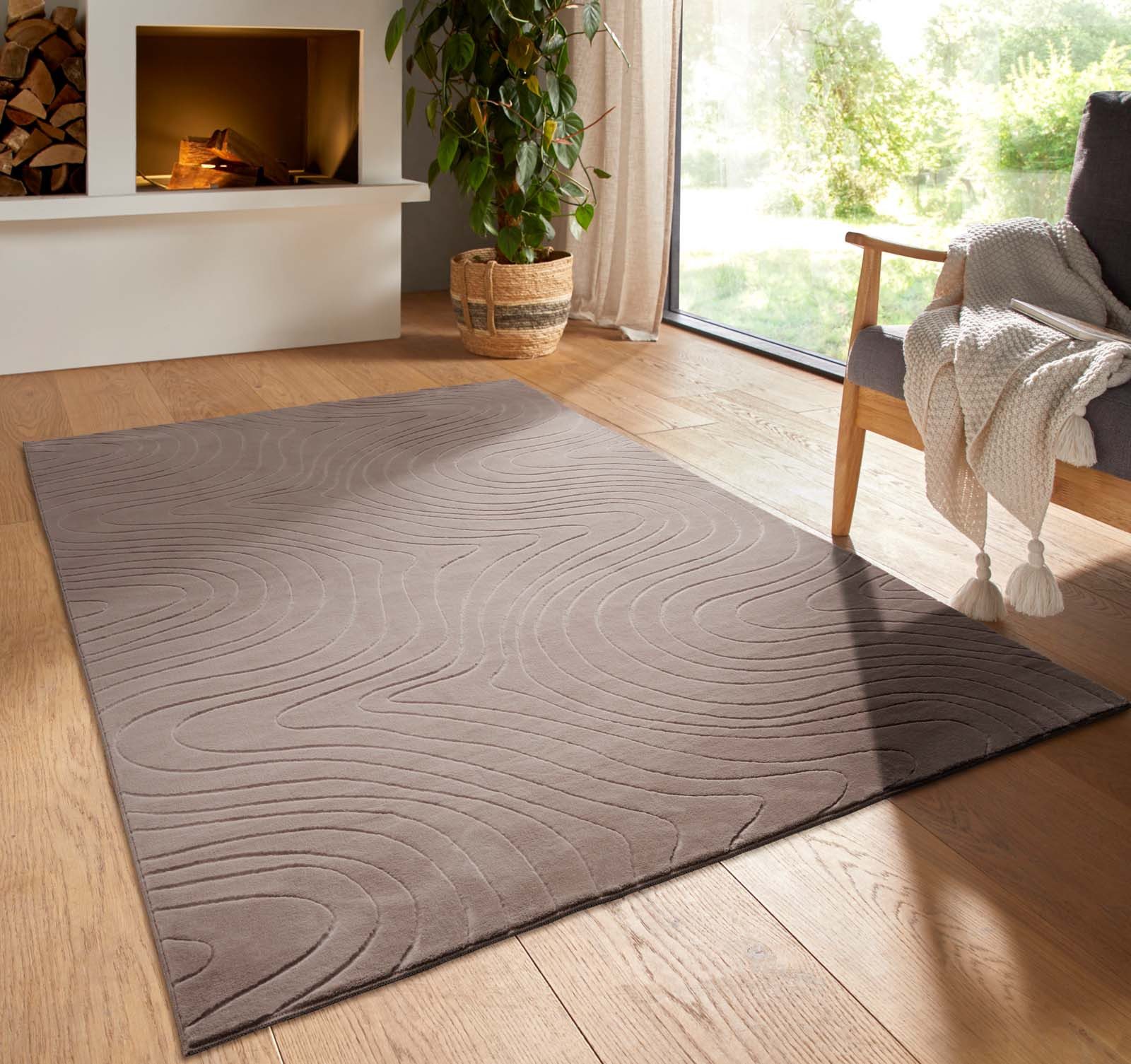 TaraCarpet Teppich TaraCarpet Homestyle 397 Organic, rechteckig, Höhe: 10 mm, Organic hoch-tief weich waschbar taupe 50x80