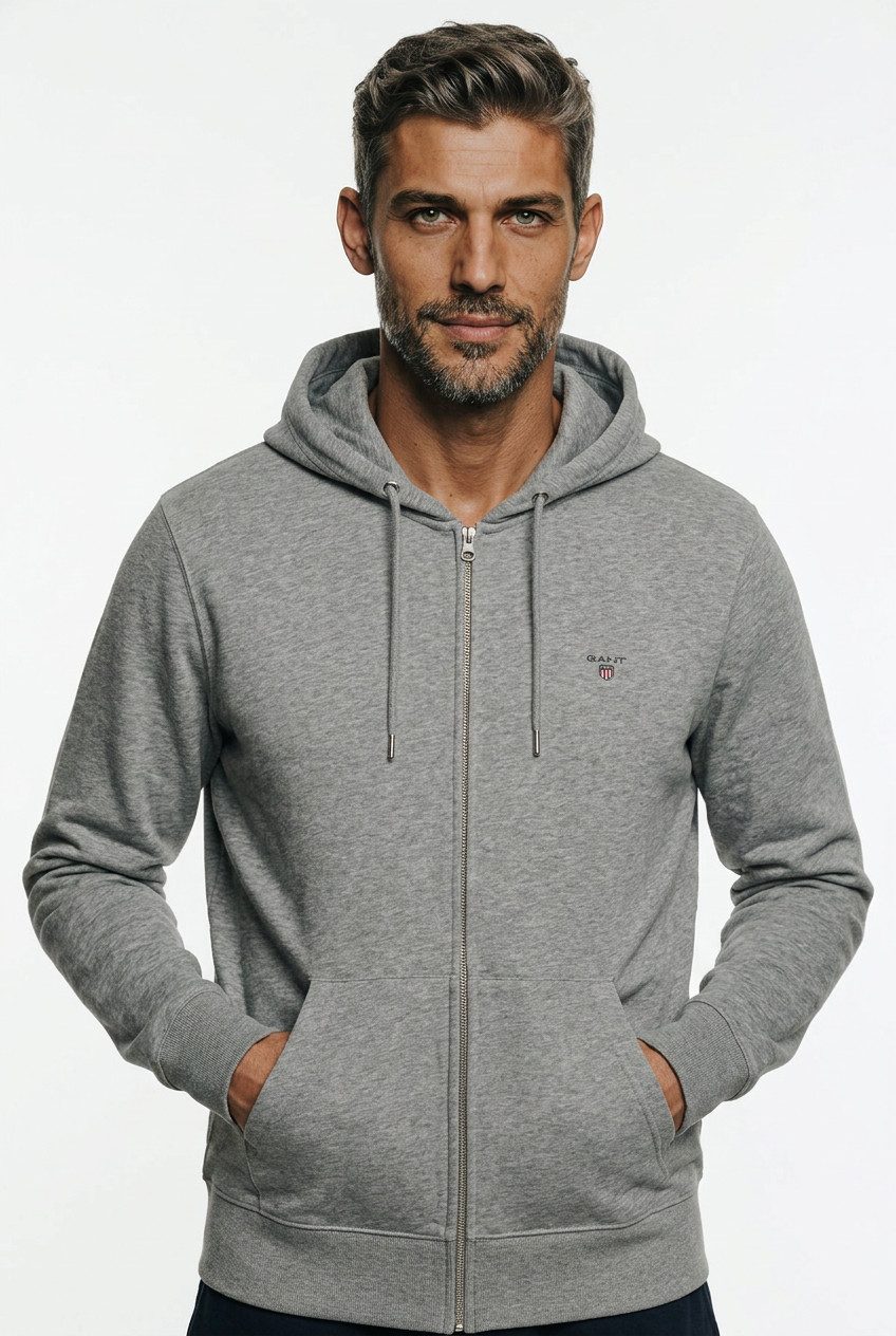 Gant Kapuzensweatjacke REG SHIELD FULL ZIP HOODIE mit Logostickerei auf der Brust